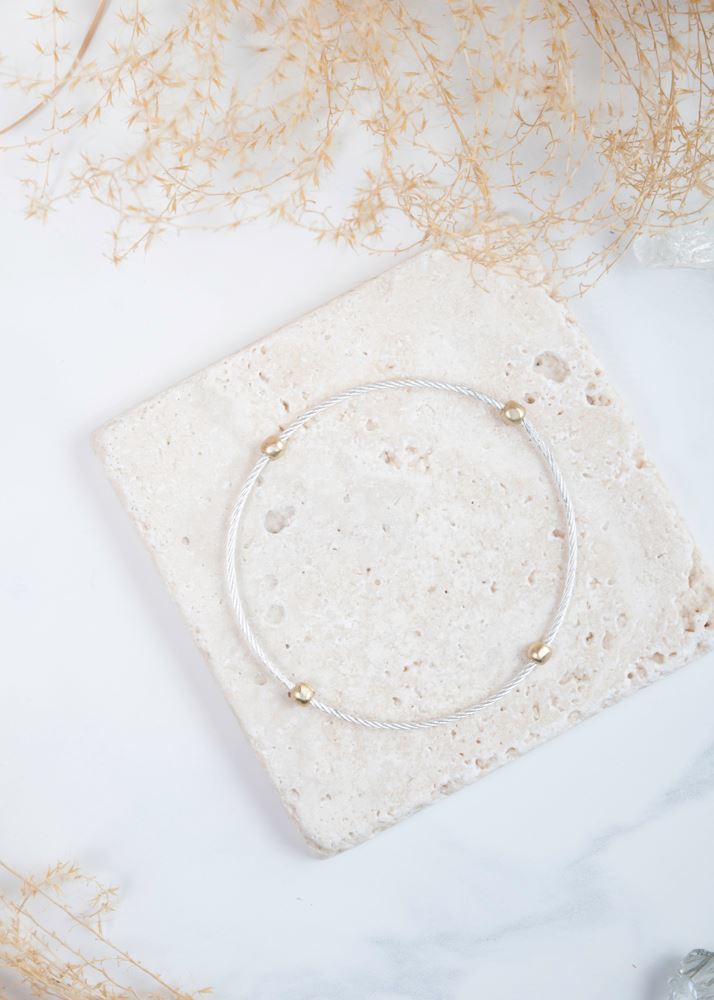 2-Tone Bead Bracelet - Silver with Gold
