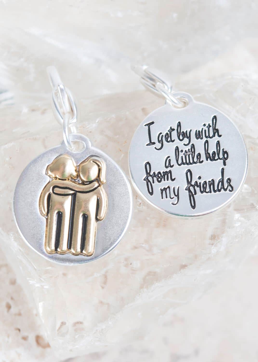 Silver 2-Tone Medallion - Girlfriends "Best Friends"