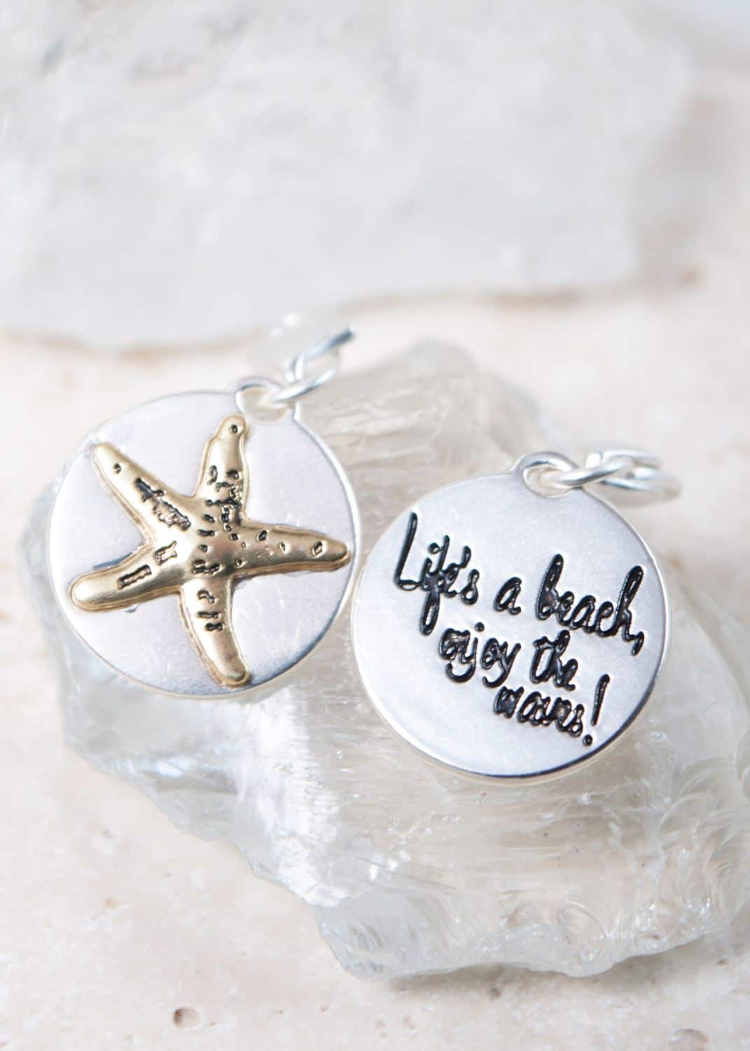 Silver 2-Tone Medallion - Starfish "Enjoy Life"
