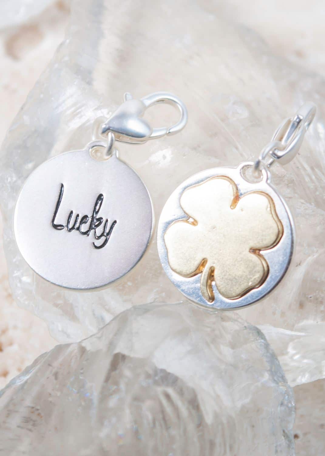 Silver 2-Tone Medallion - Clover "Good Fortune"