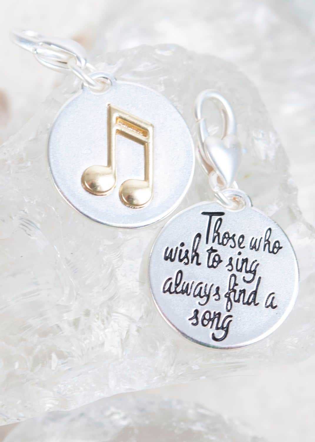 Silver 2-Tone Medallion - Eighth Note "Positivity"