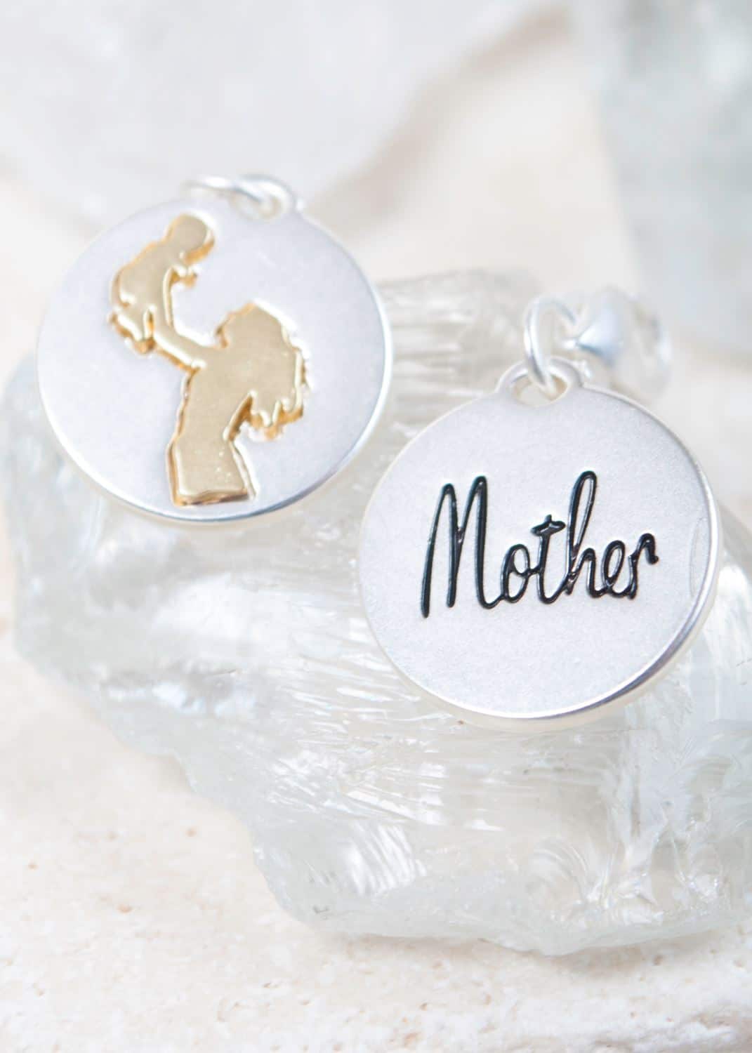 Silver 2-Tone Medallion - Mother Child "Relationship"