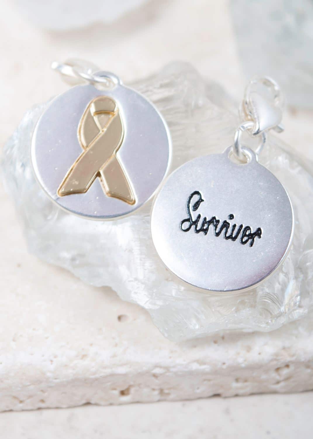 Silver 2-Tone Medallion - Ribbon "Support"