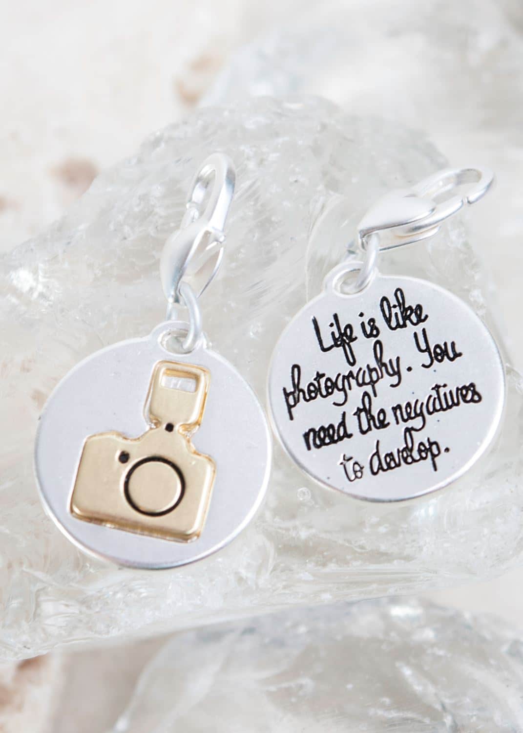 Silver 2-Tone Medallion - Camera "Think Positively"