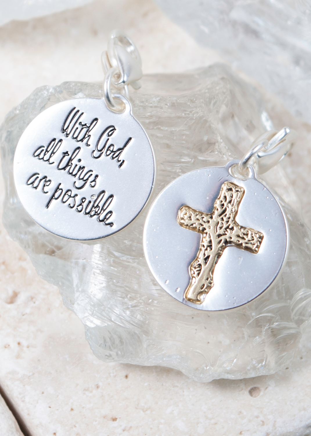 Silver 2-Tone Medallion - Cross "Transformation"