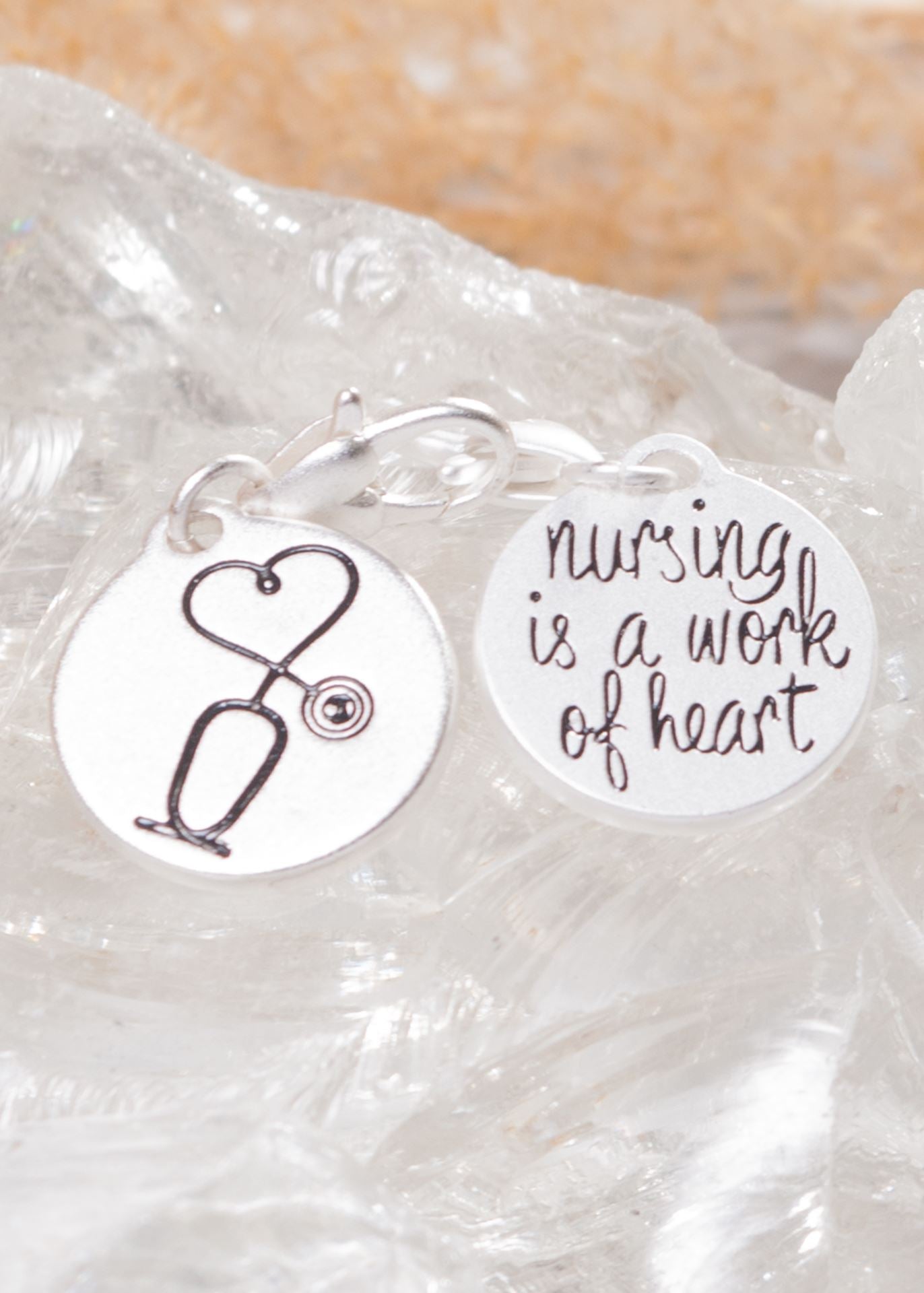 Silver 1-Tone Medallion - A work of Heart, Stethoscope