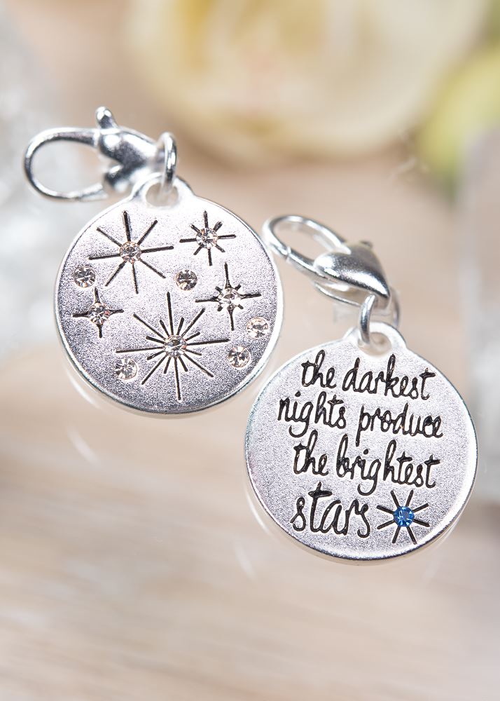 Silver 1-Tone Medallion - Stars