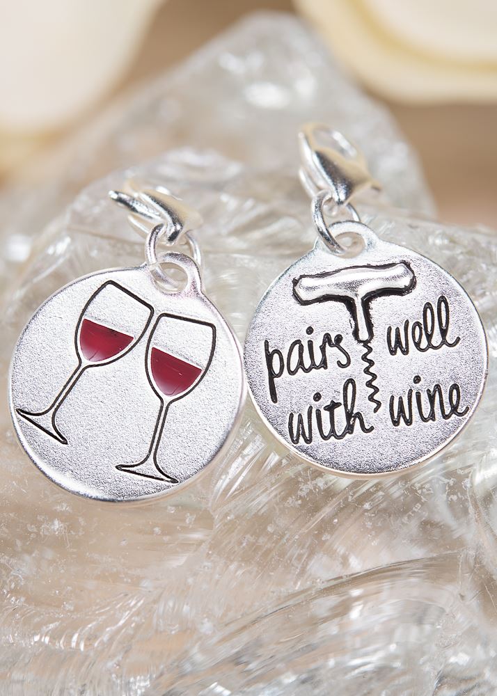 Silver 1-Tone Medallion - Wine Glasses