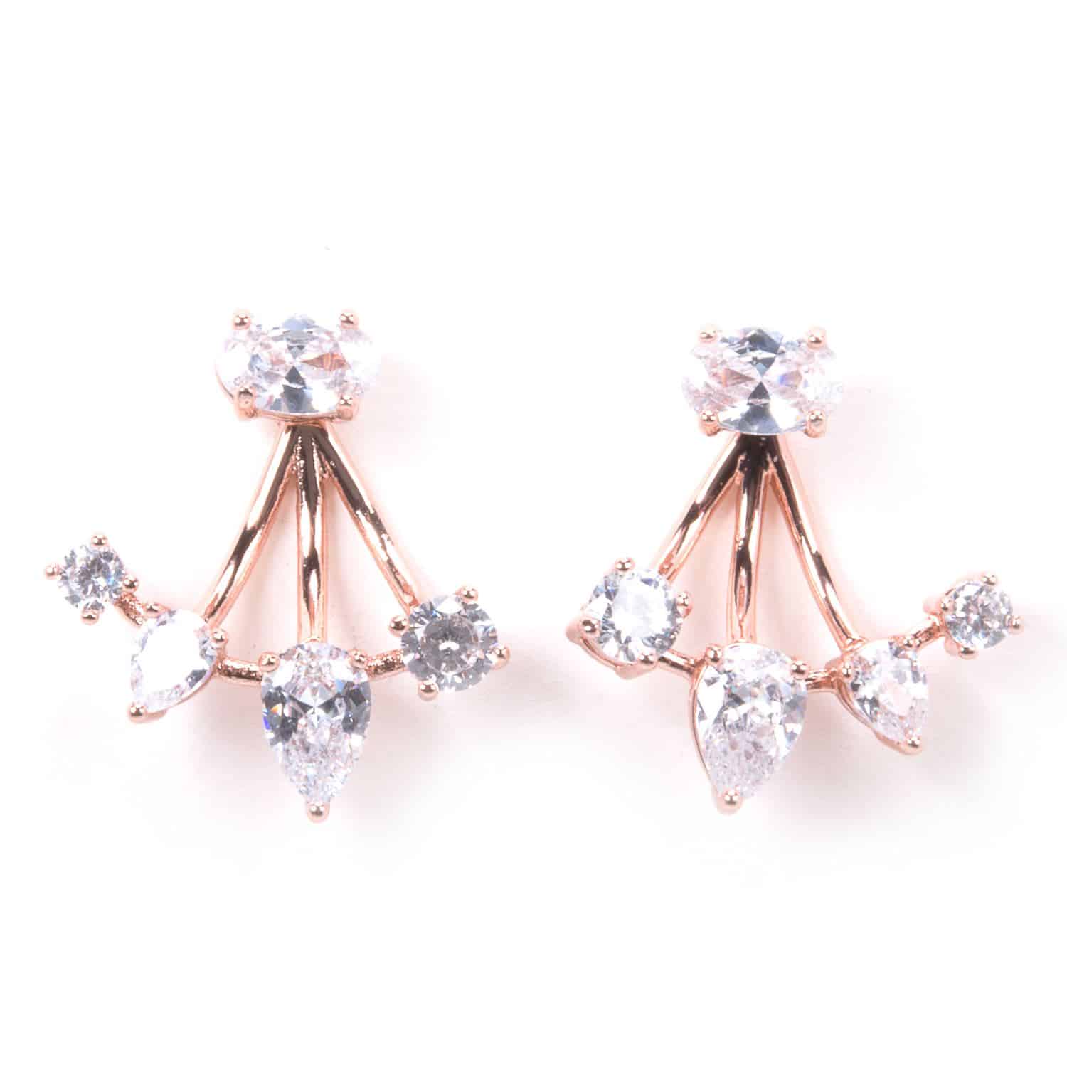 Stud Earrings with Ear Enhancer - Rosegold