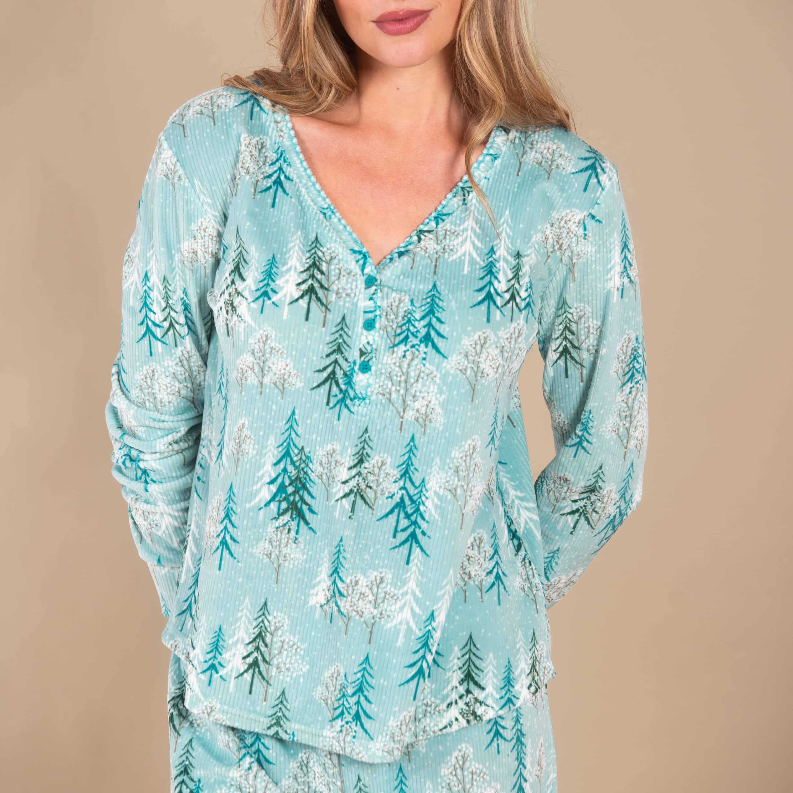 Frosted Trees Pajama Top | Long-Sleeve Winter PJs