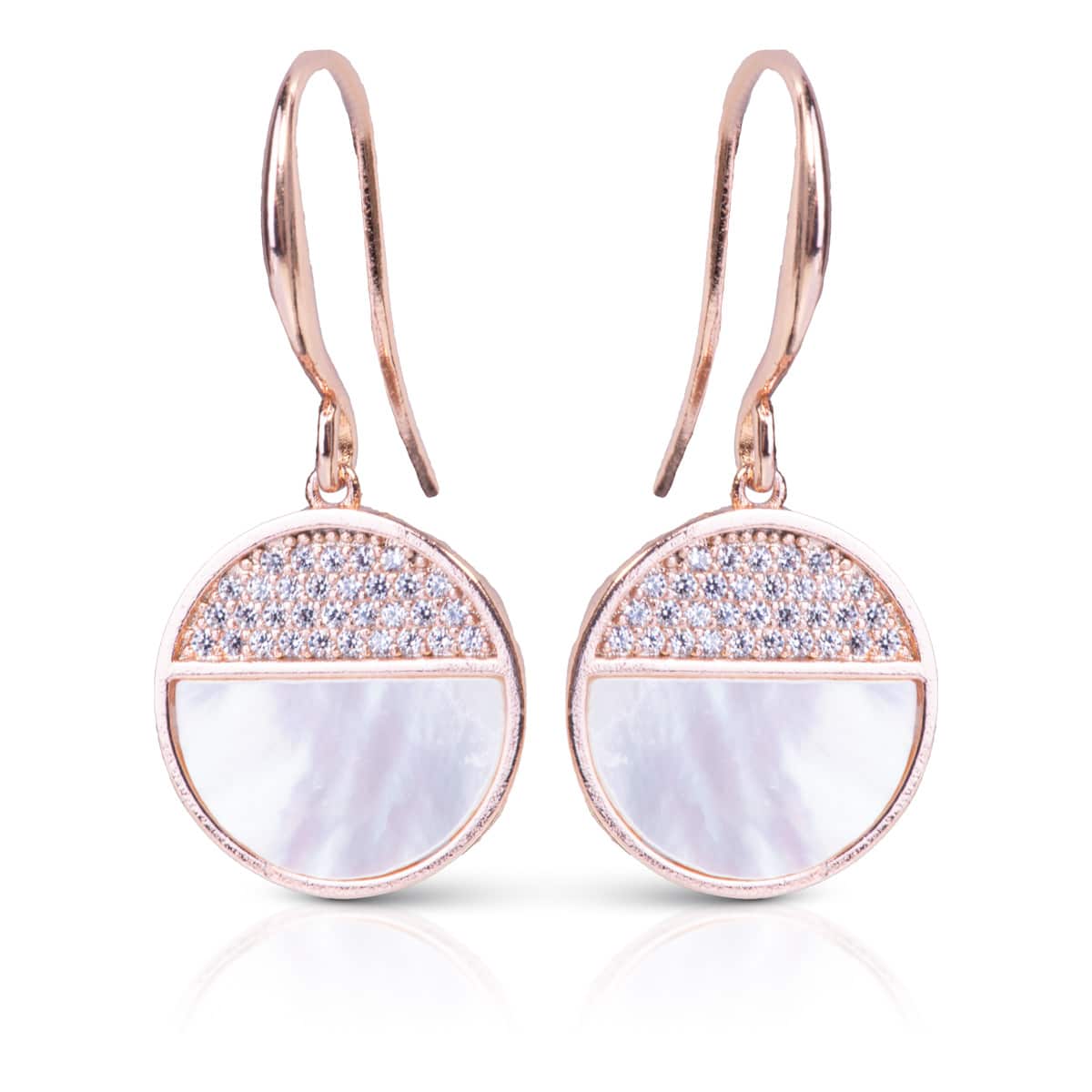 CZ/Mother of Pearl Disc Earrings