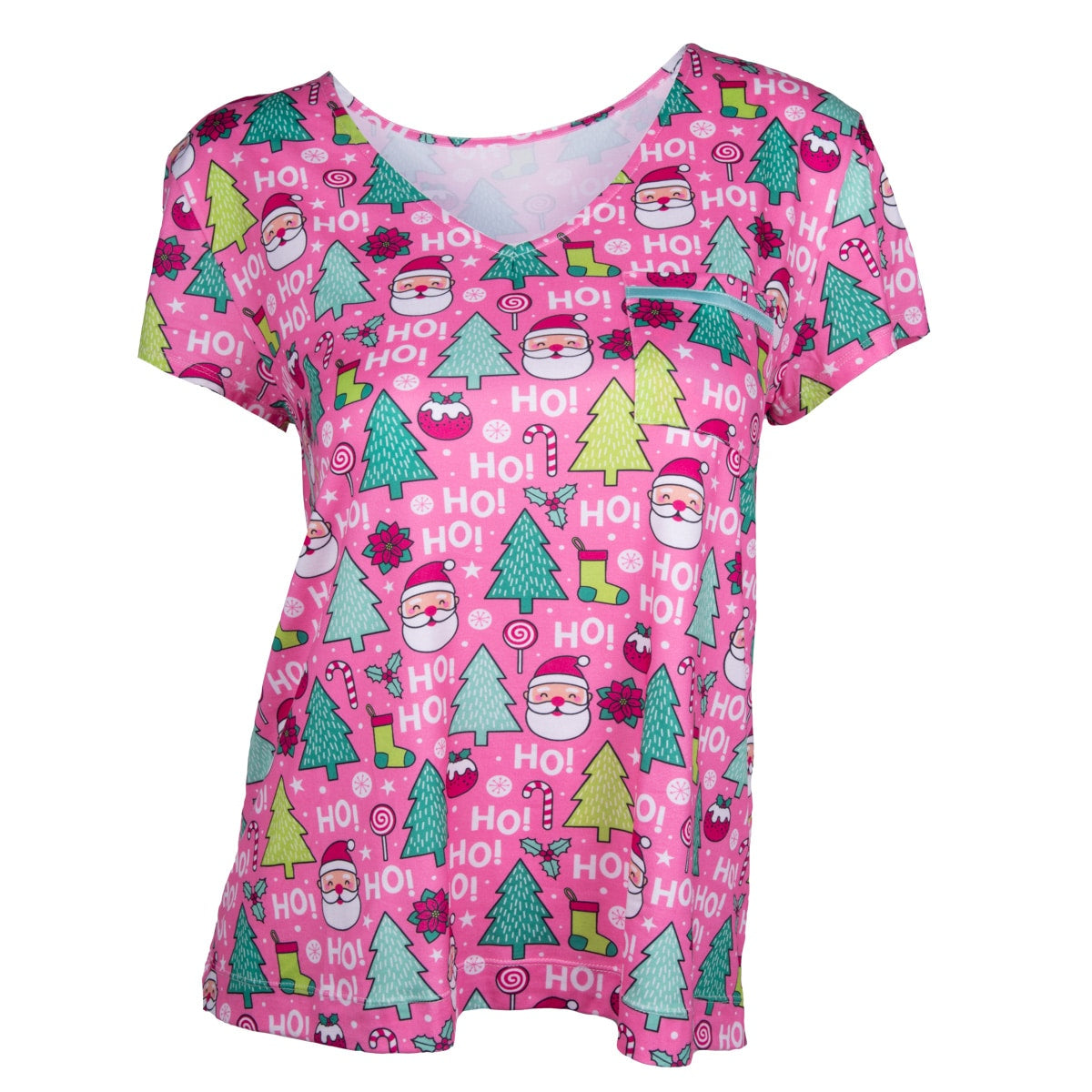 Pink Christmas - V-Neck Pocket Top