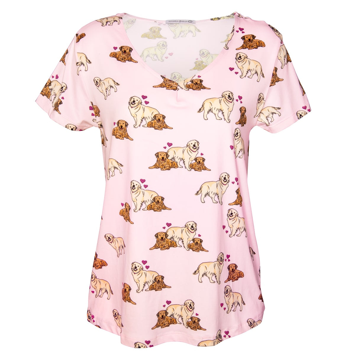 Puppy Love Pajama Top | Pink Hearts Puppy Dog PJs For Women
