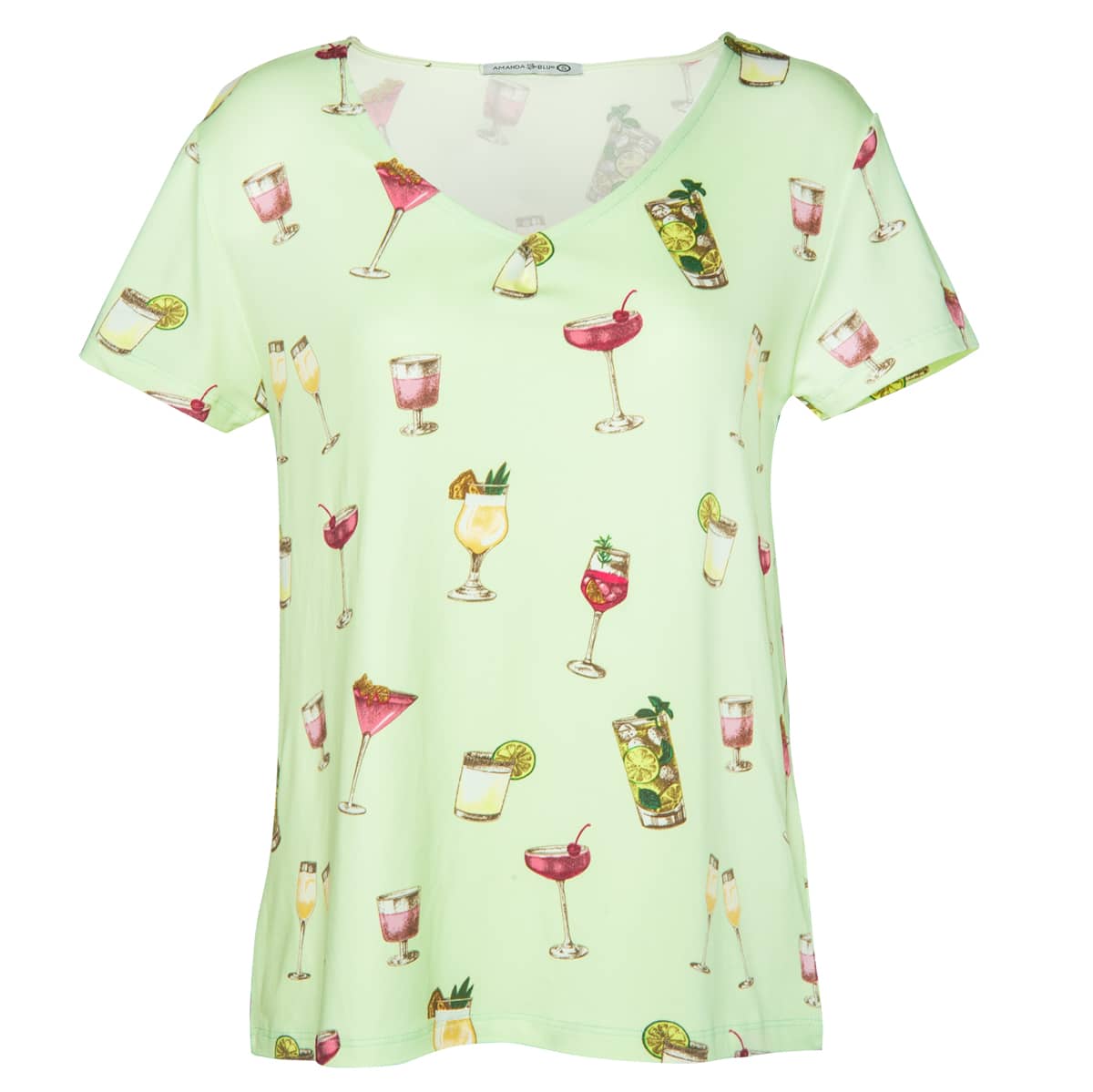 Mint Cocktails Pajama Top | Green Drinks PJs For Women