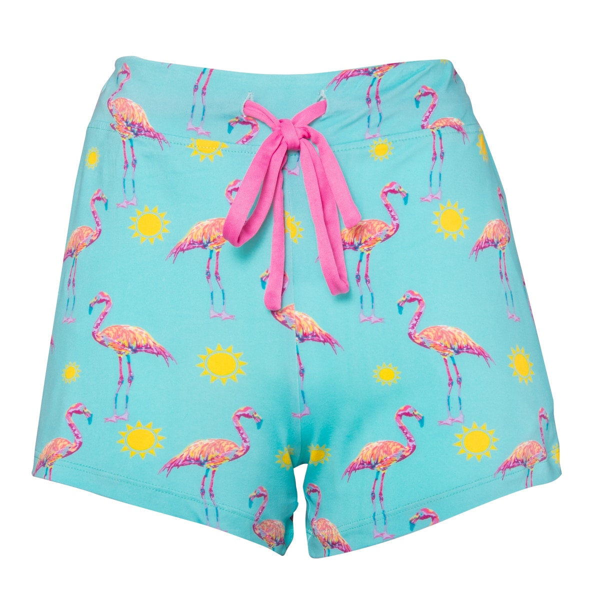 Miami Flamingo Pajama Shorts | Blue Coastal PJ Bottoms For Women