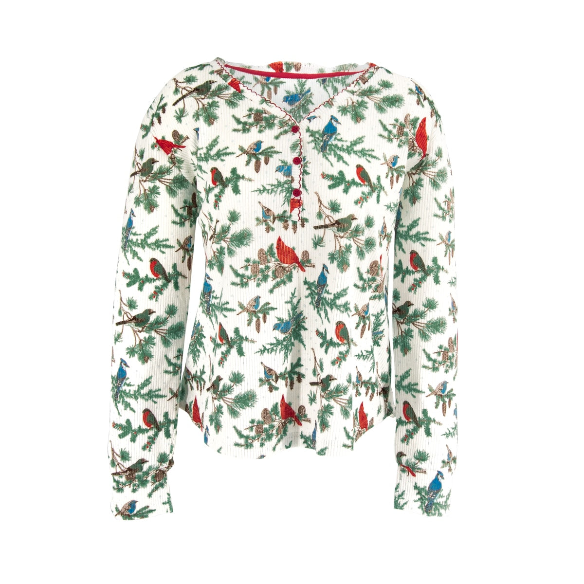 Winter Birds Pajama Top | Long-Sleeve Snowy PJs