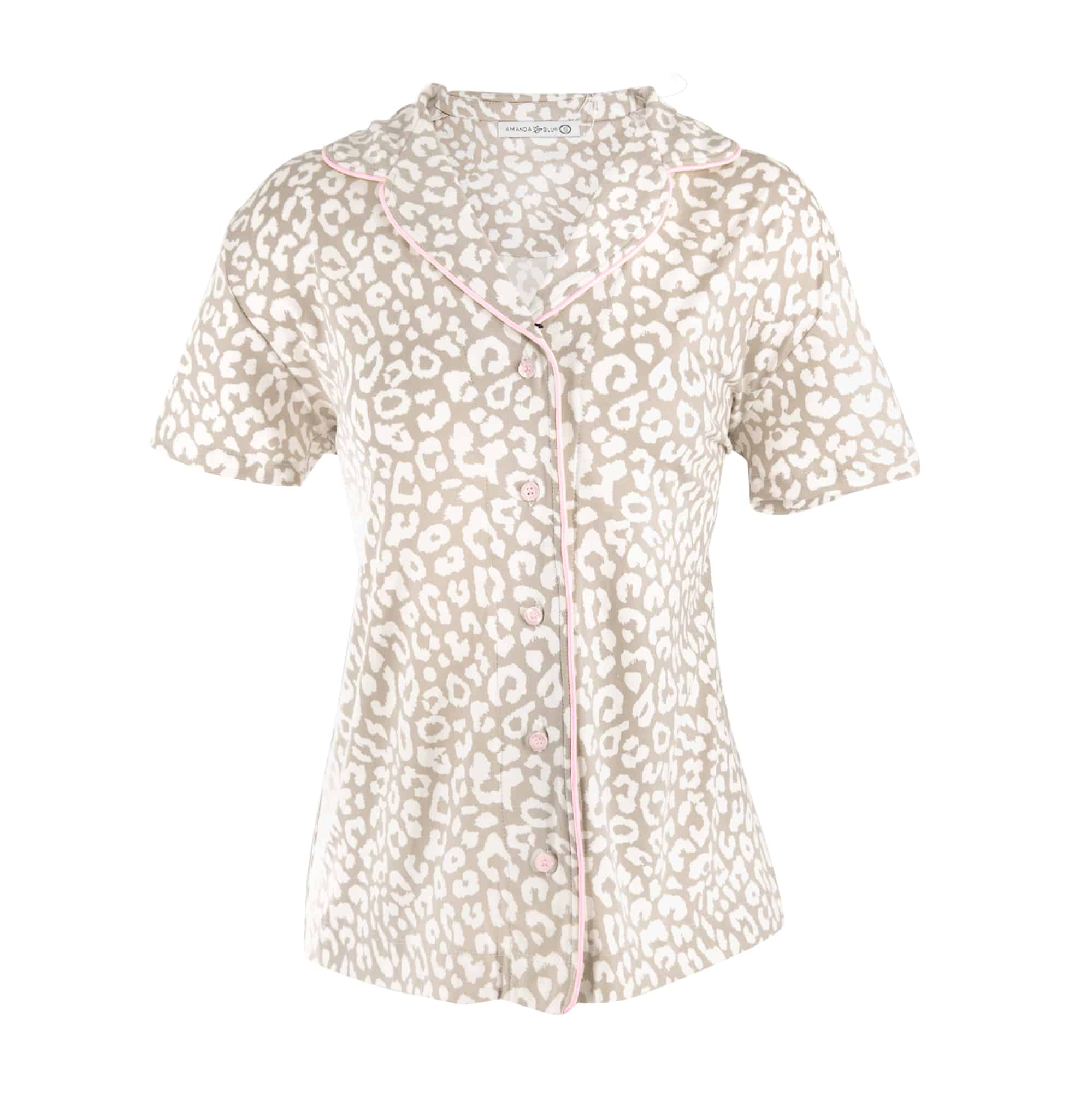 Taupe Leopard Pajama Top | Beige Animal PJs For Women