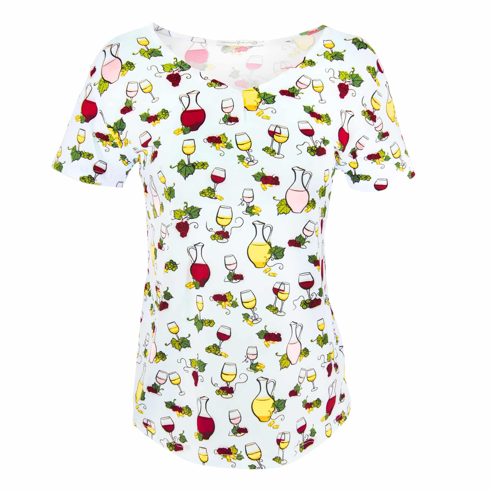 Wine Tasting Pajama Top | Blue Drinks PJs For Women
