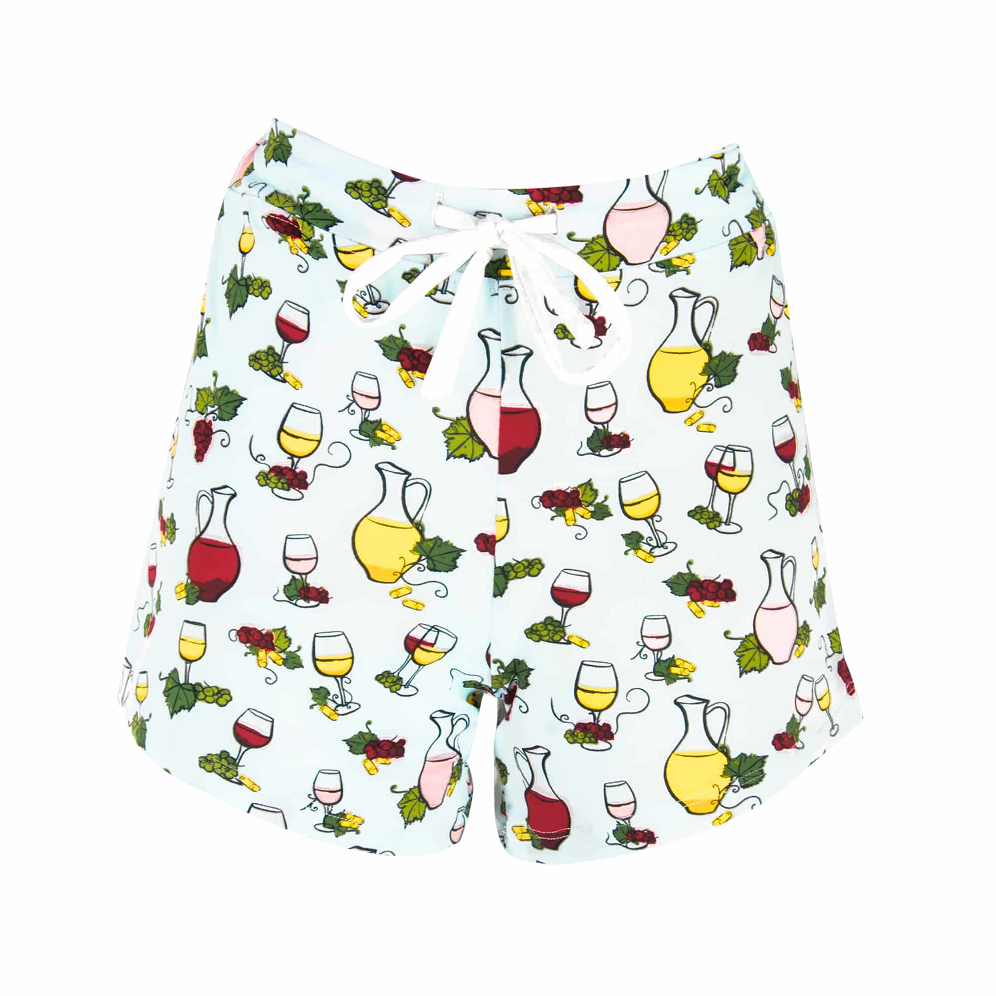 Wine Tasting Pajama Shorts | Blue Drinks PJ Bottoms