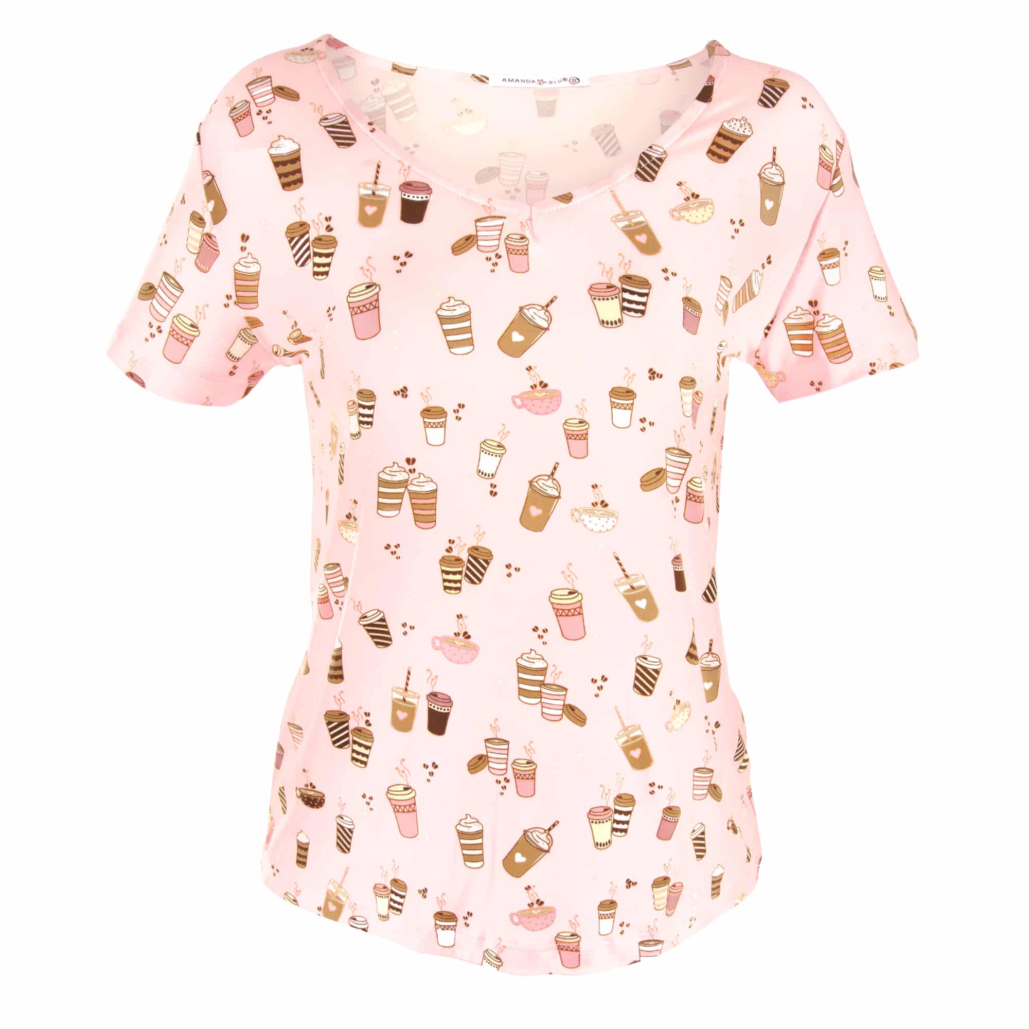 Love At First Sip Pajama Top | Pink Coffee PJs For Women