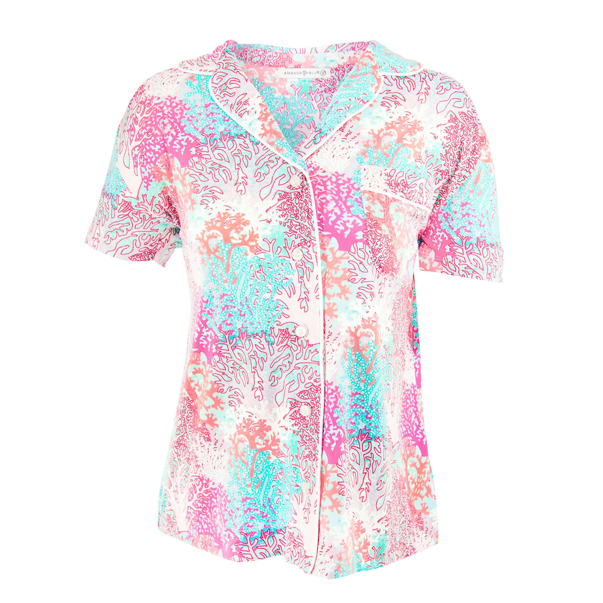 Pastel Coral Pajama Top | Pink Coastal PJs For Women
