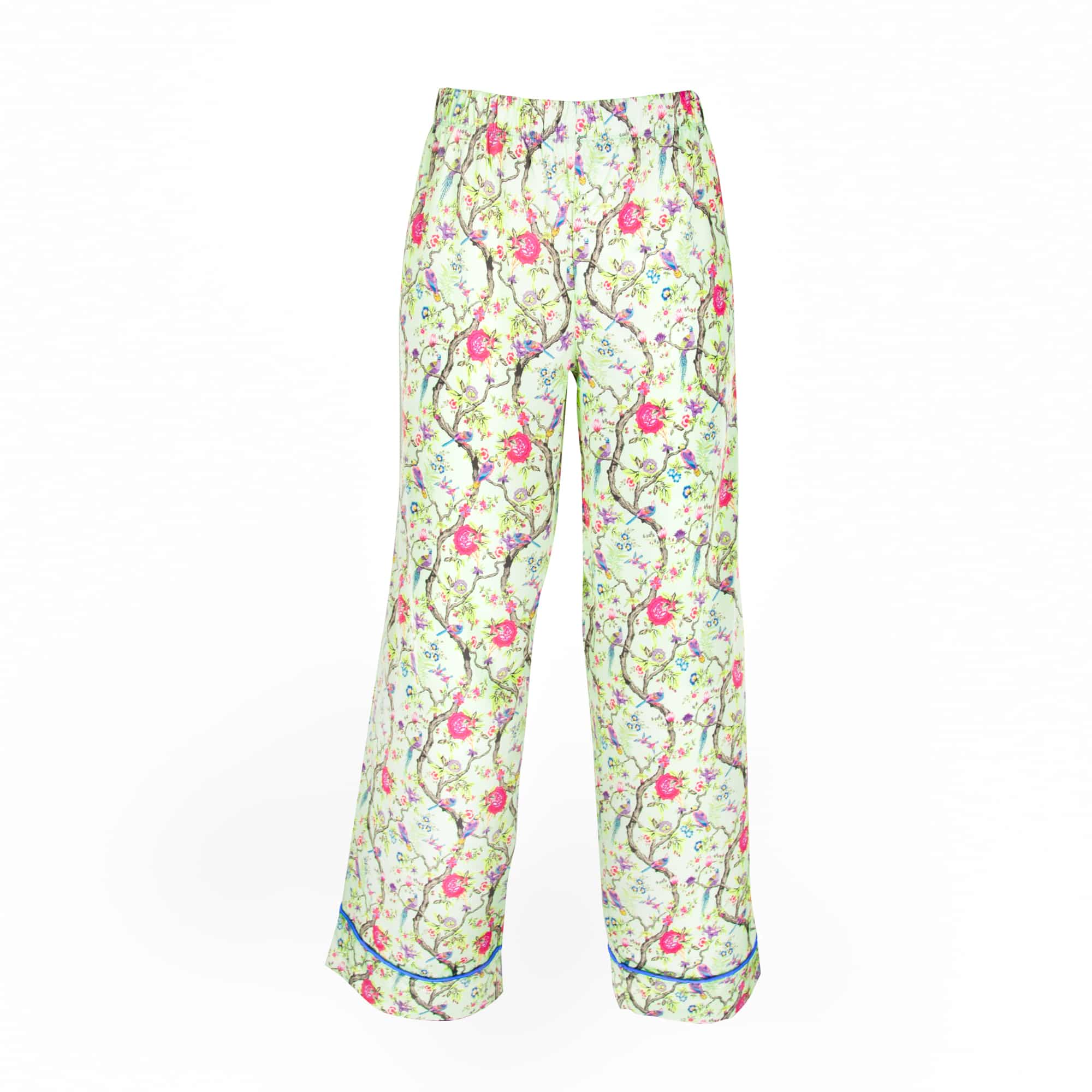 Peacock Silky Satin Pajama Top | Green Silk Animal PJs