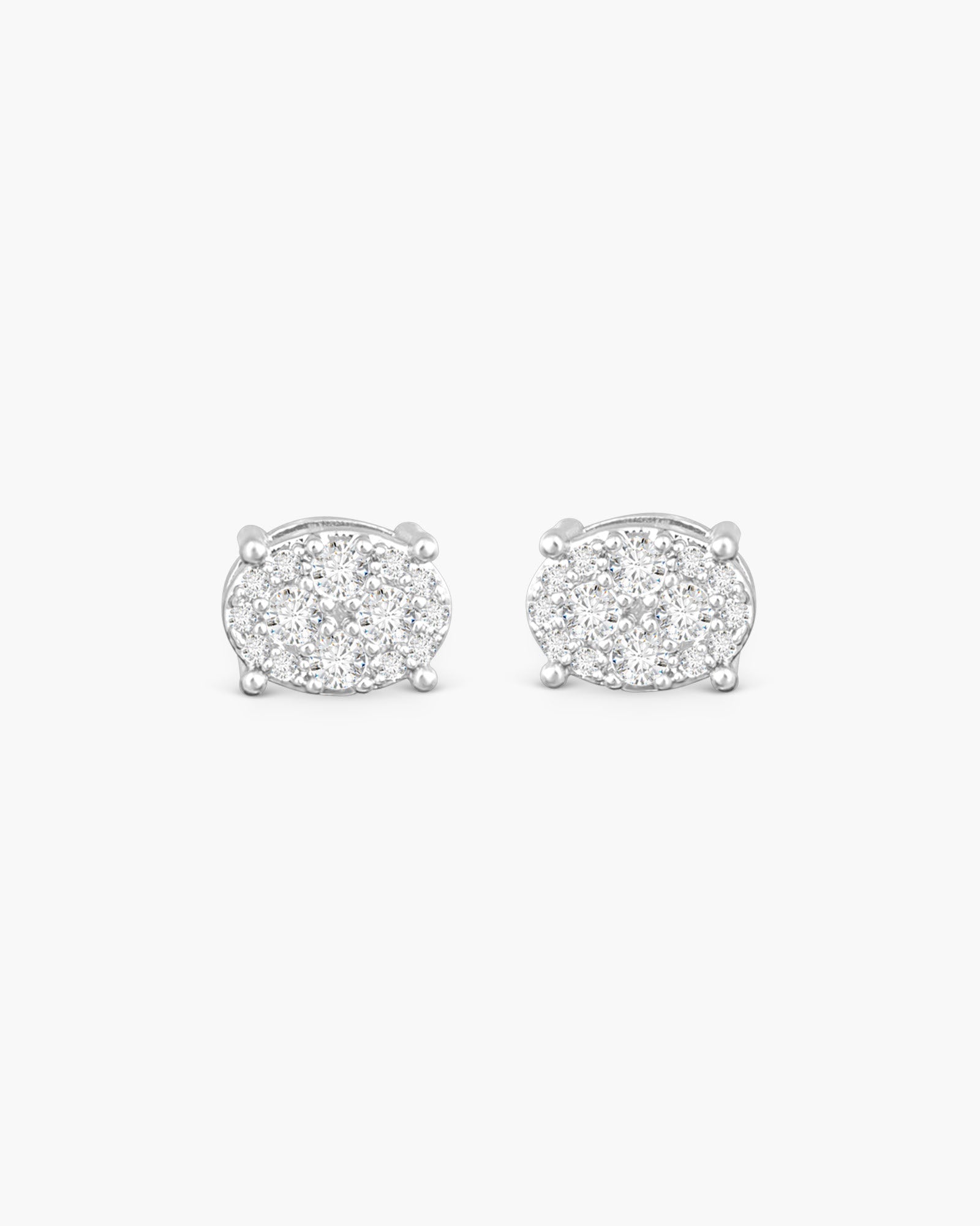 Pave Oval Stud - Silver