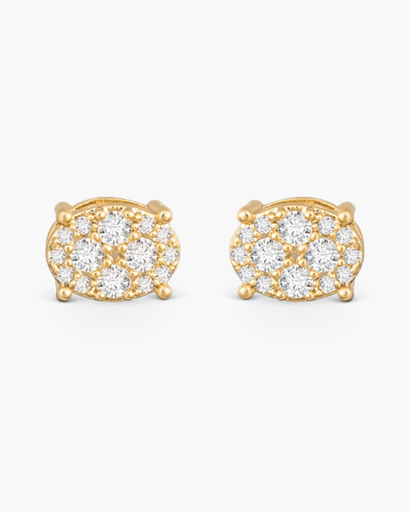 Pave Oval Stud - Gold