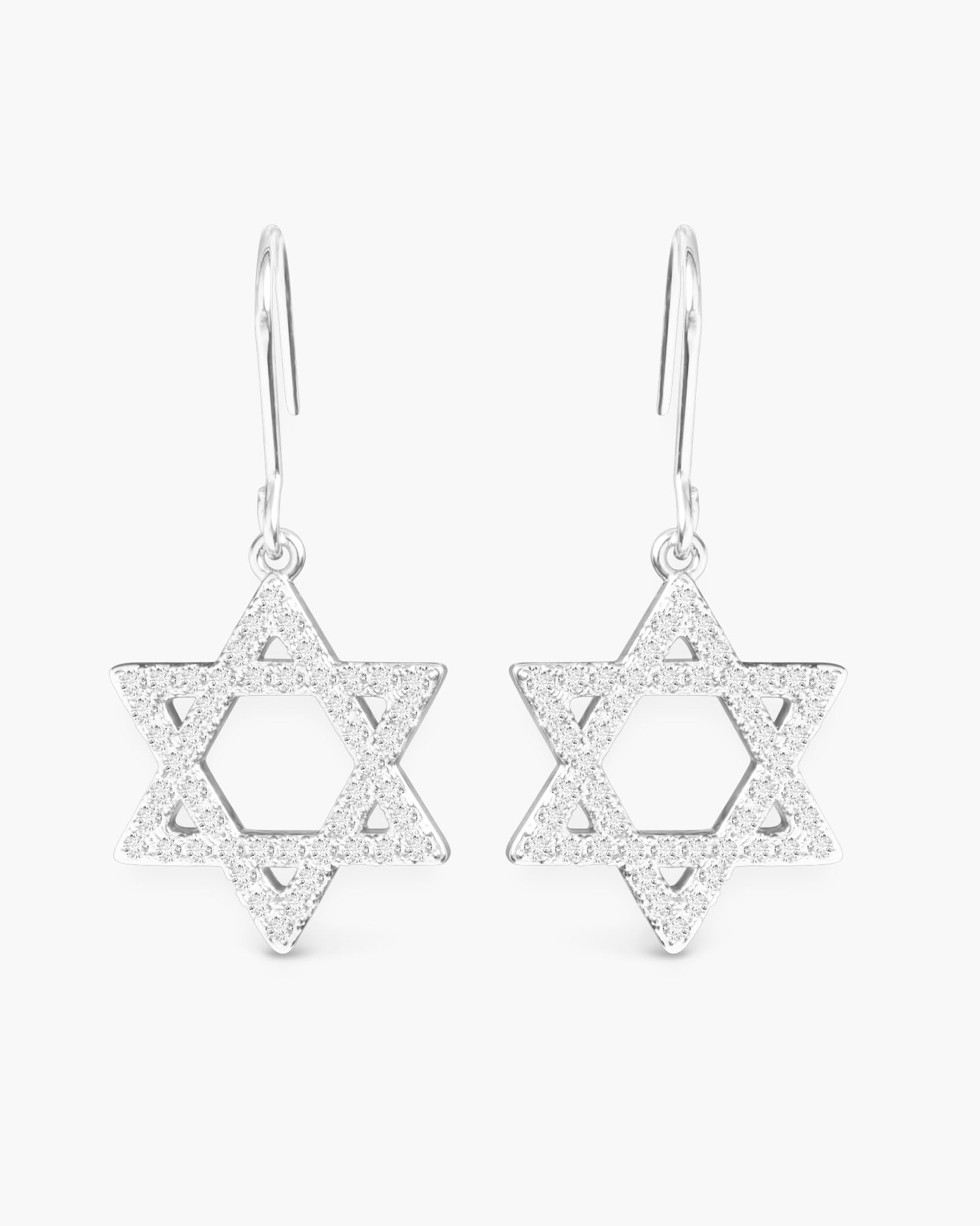 CZ Star of David Earrings - Silver