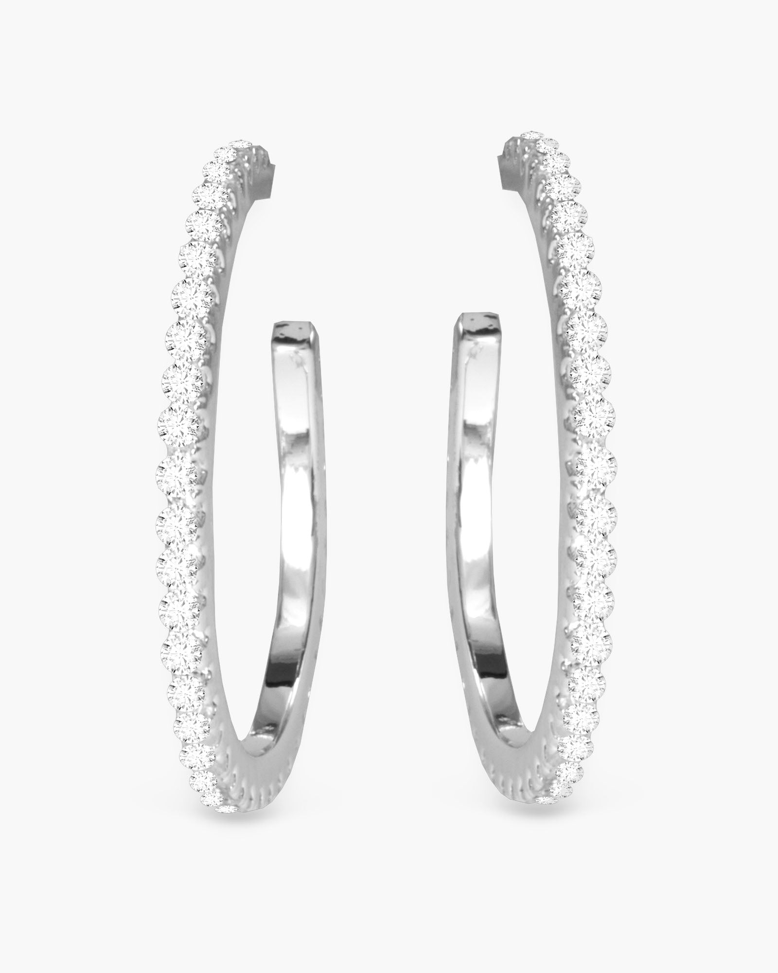 Micro-CZ Hoop Earrings - Silver