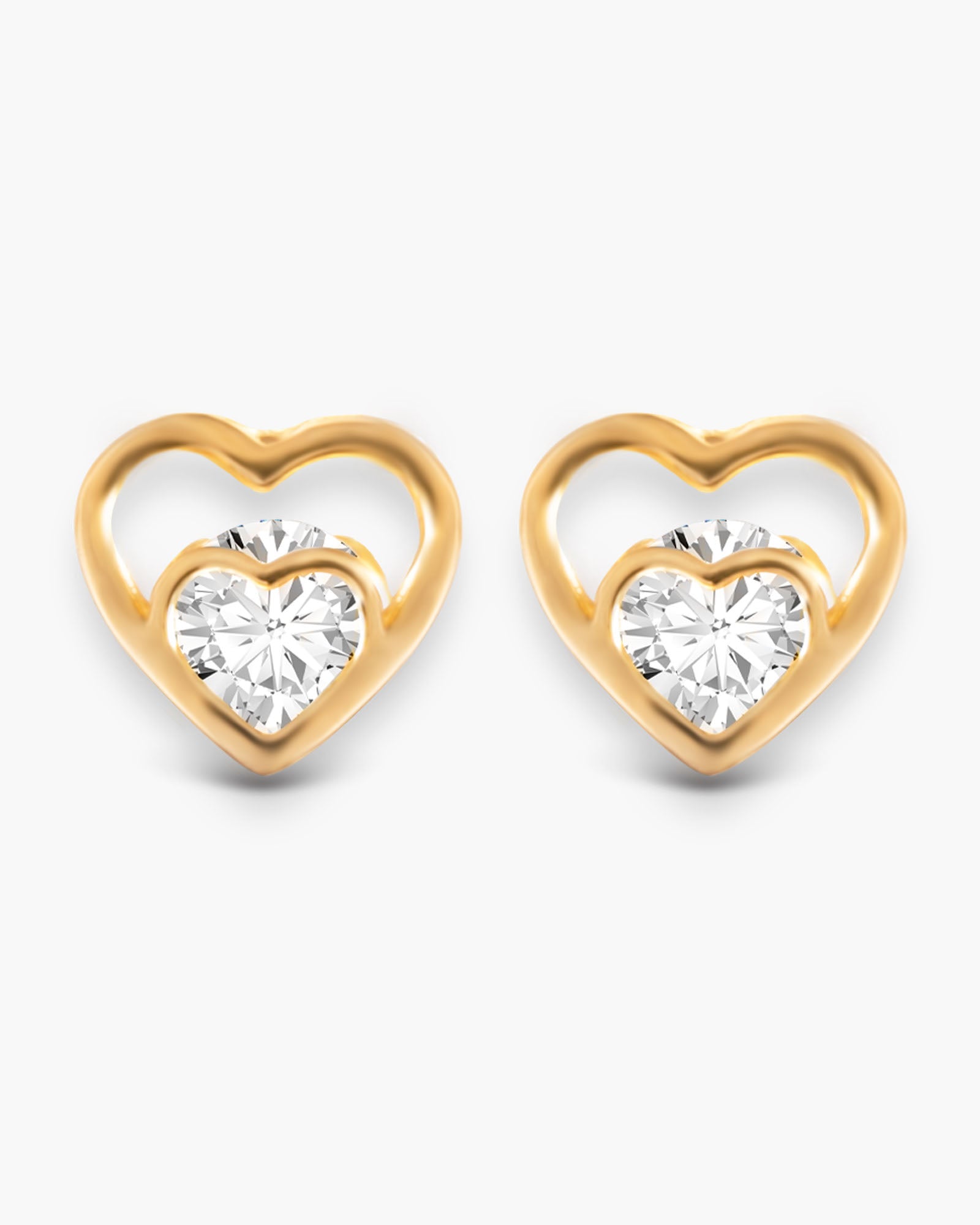 Double Heart CZ Stud - Gold