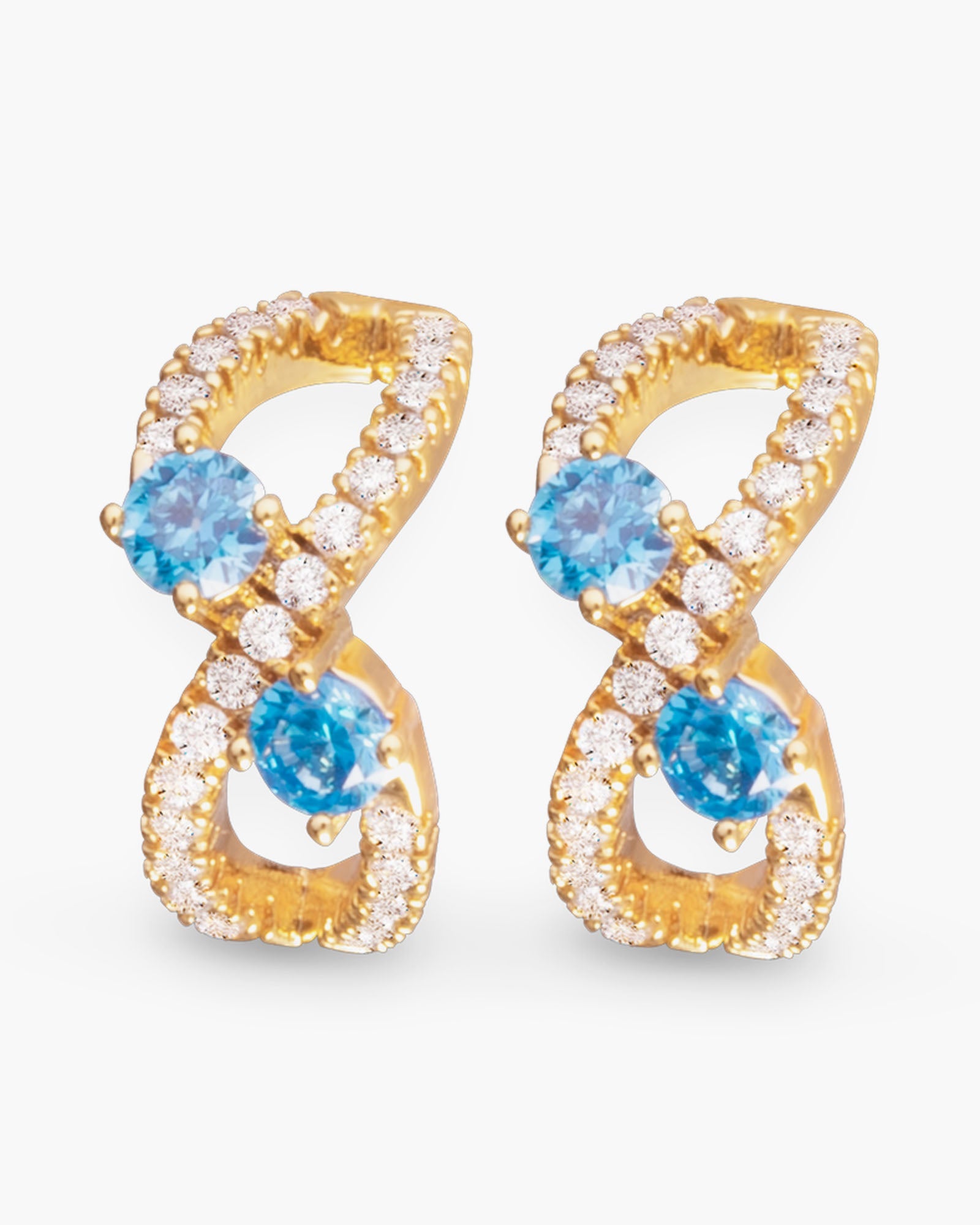 Clear and Blue CZ Infinity Huggie - Gold