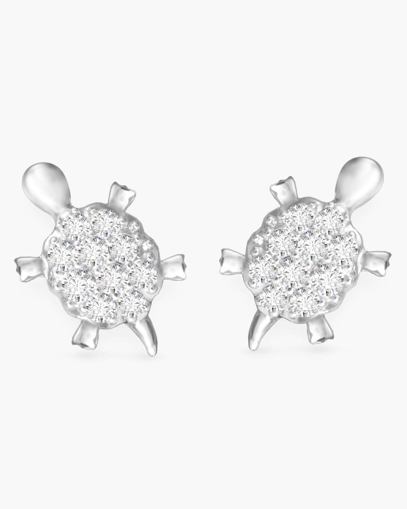 Small CZ Turtle Stud Earrings - Silver