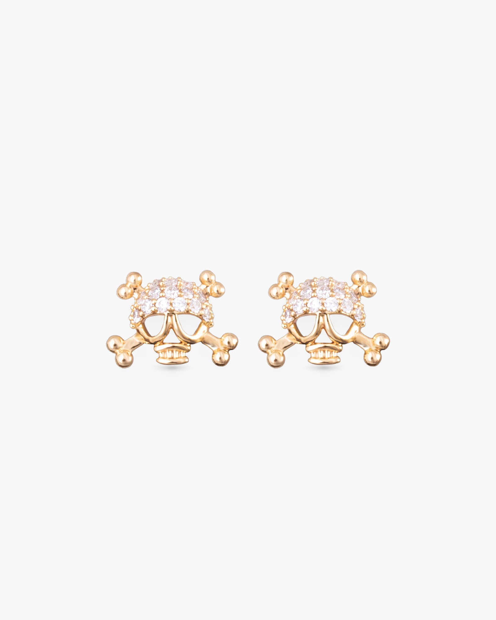 Skull and Crossbones CZ Earrings - Gold