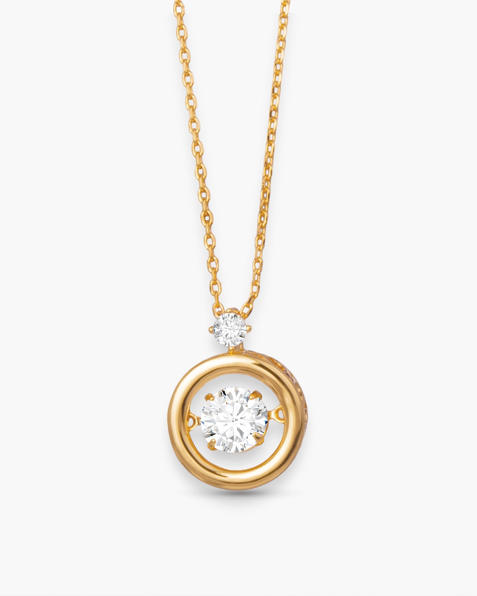Round Flutter CZ Necklace - Gold