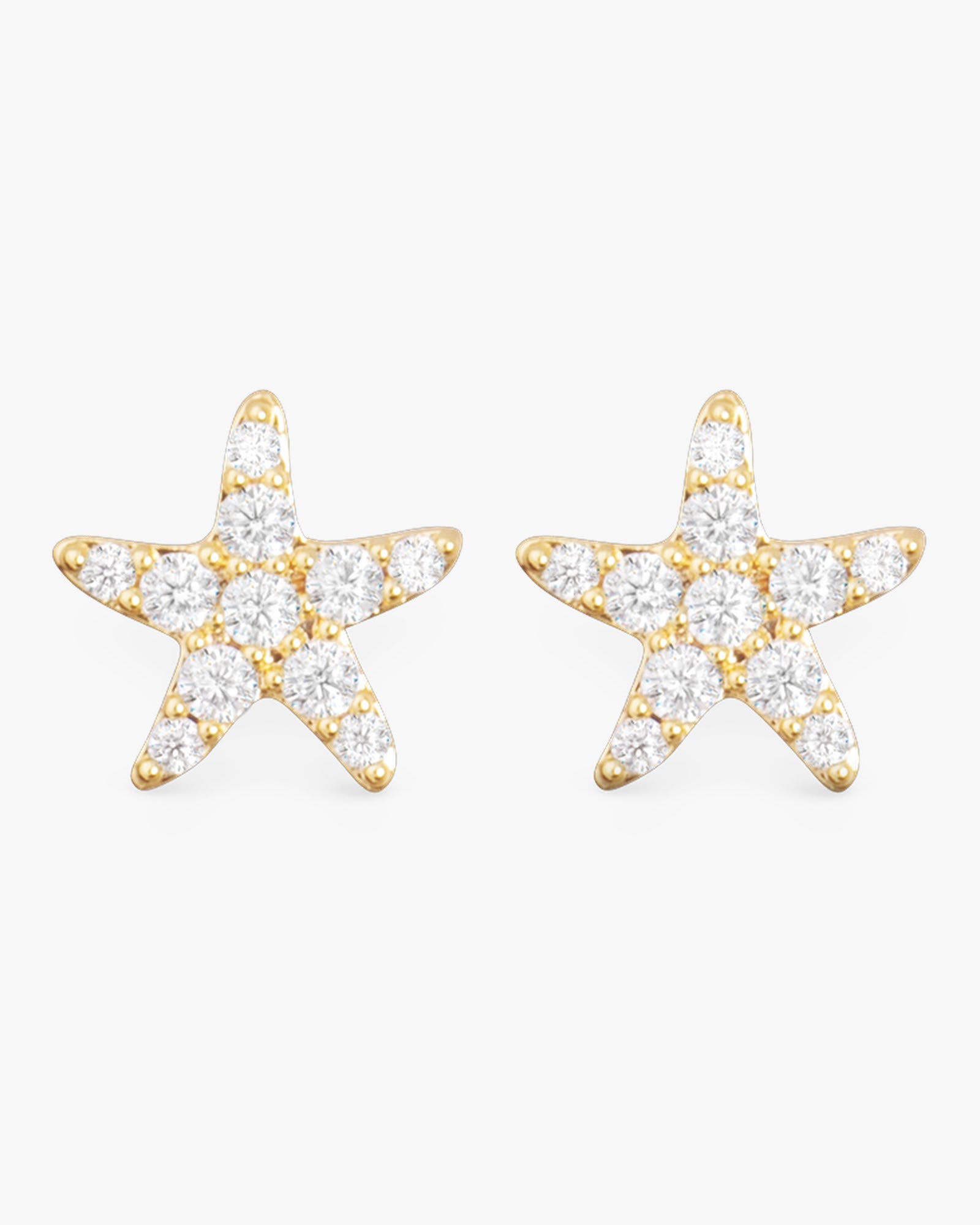 Small CZ Starfish Stud Earrings - Gold