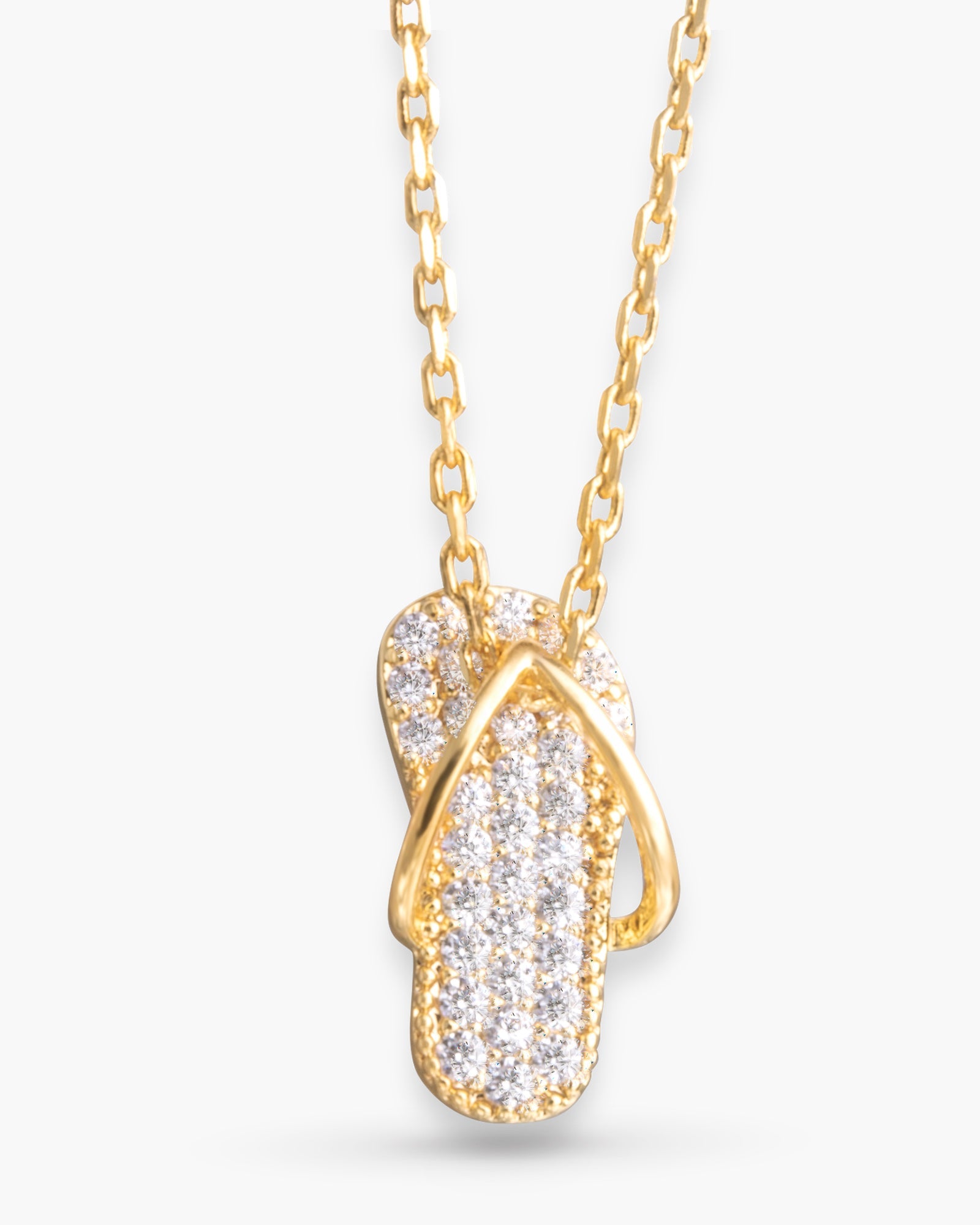 CZ Footbed Sandal Necklace - Gold