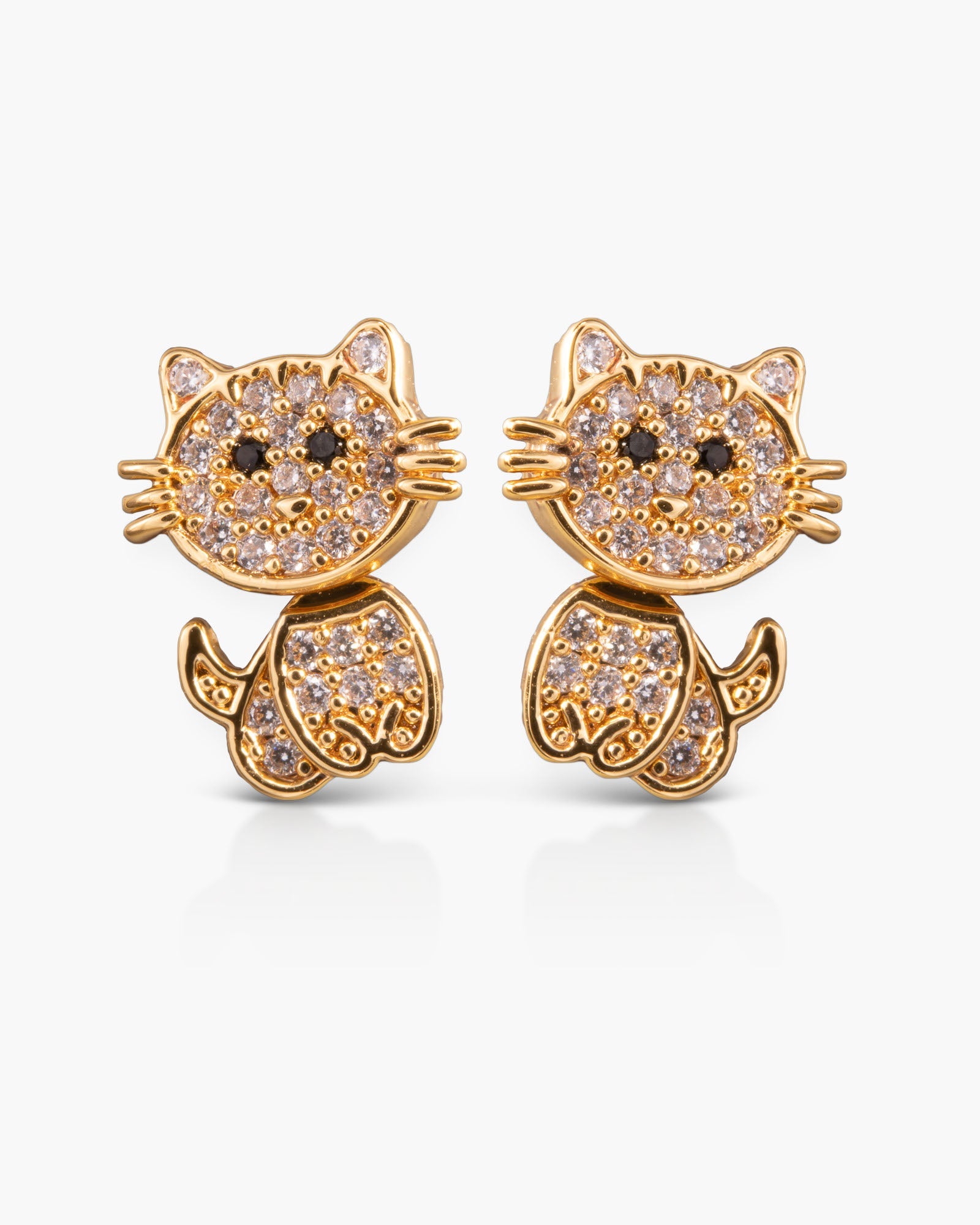 Ice Blu Cat Earrings - Gold