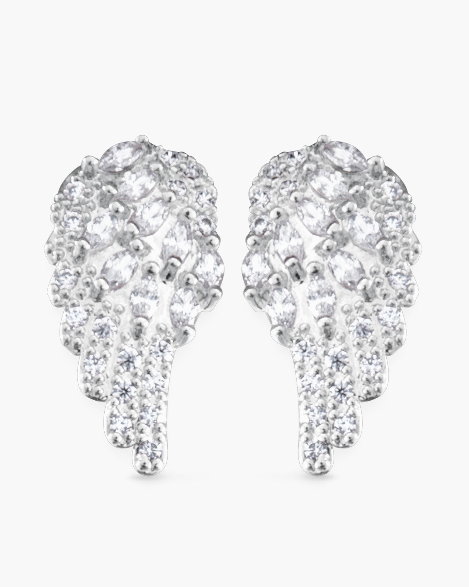Mini Angel Wing Earrings - Silver
