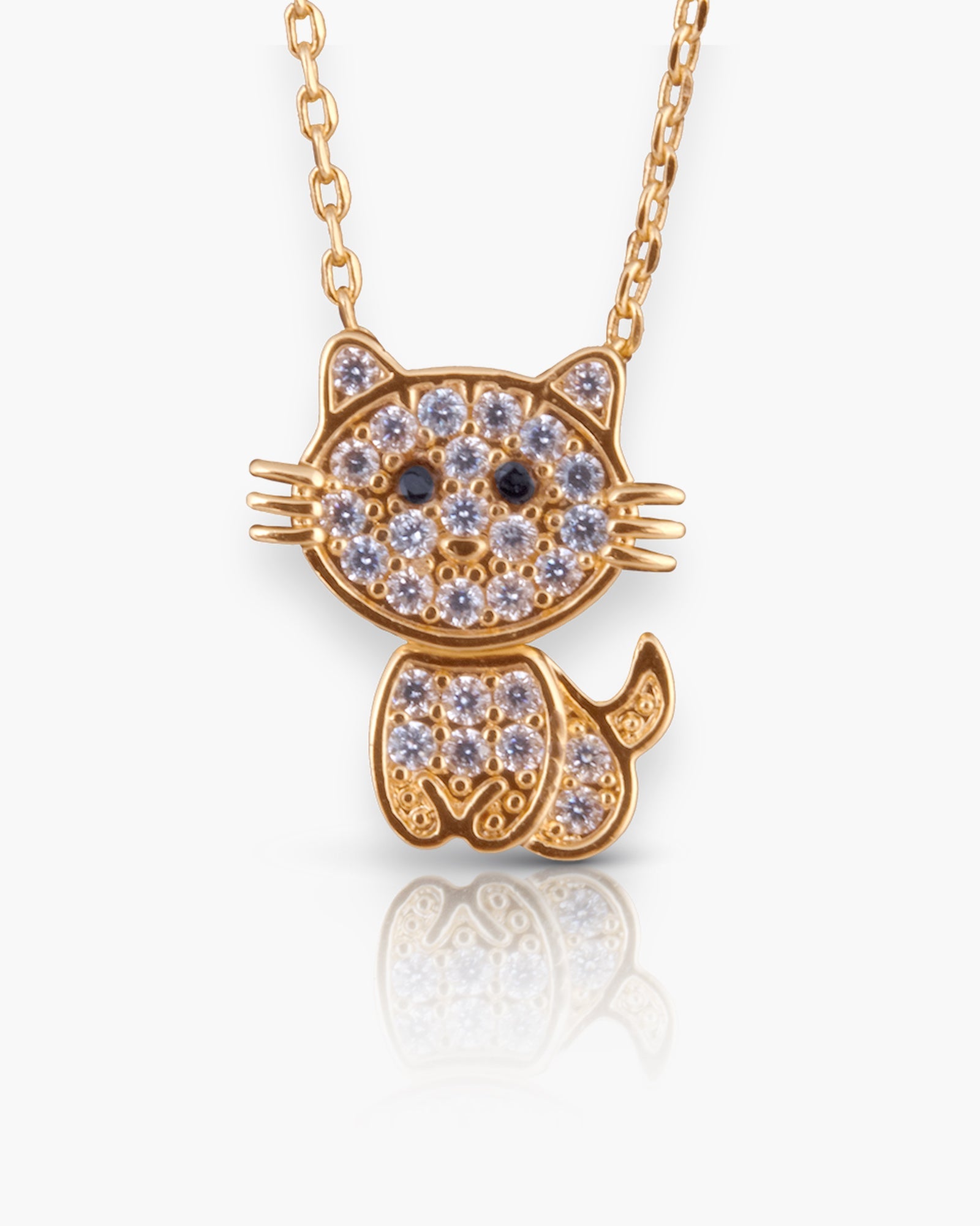 Swinging Cat Necklace - Gold