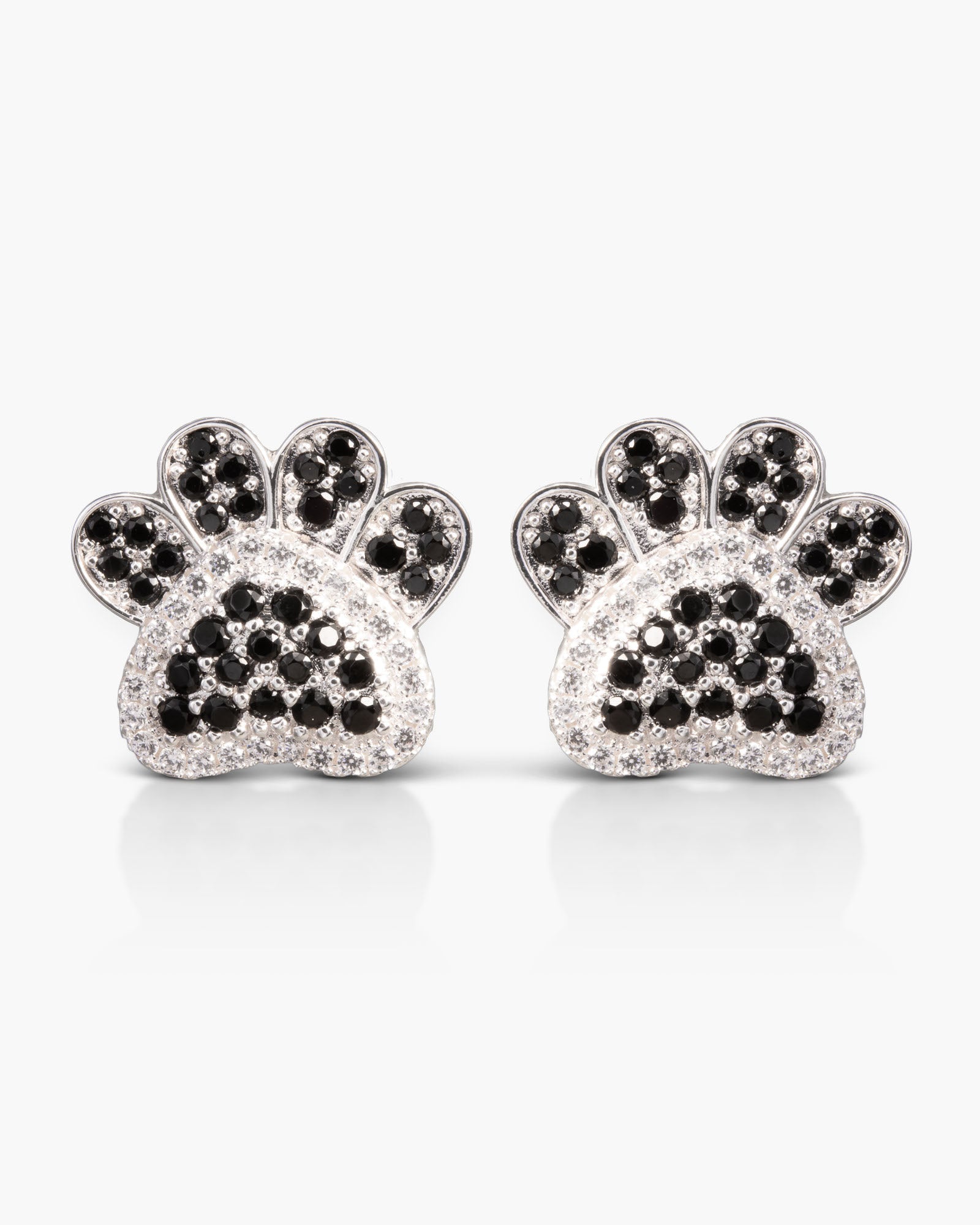 Ice Blu Paw Print Earrings - Silver/Black