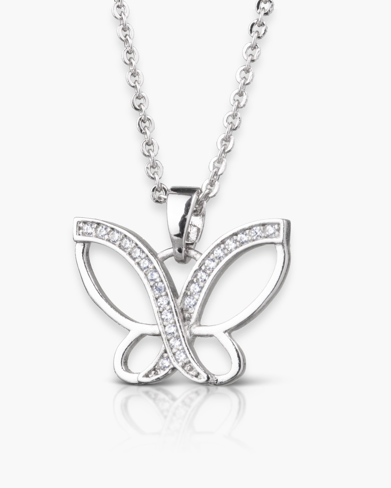Criss-Cross Butterfly Necklace - Silver