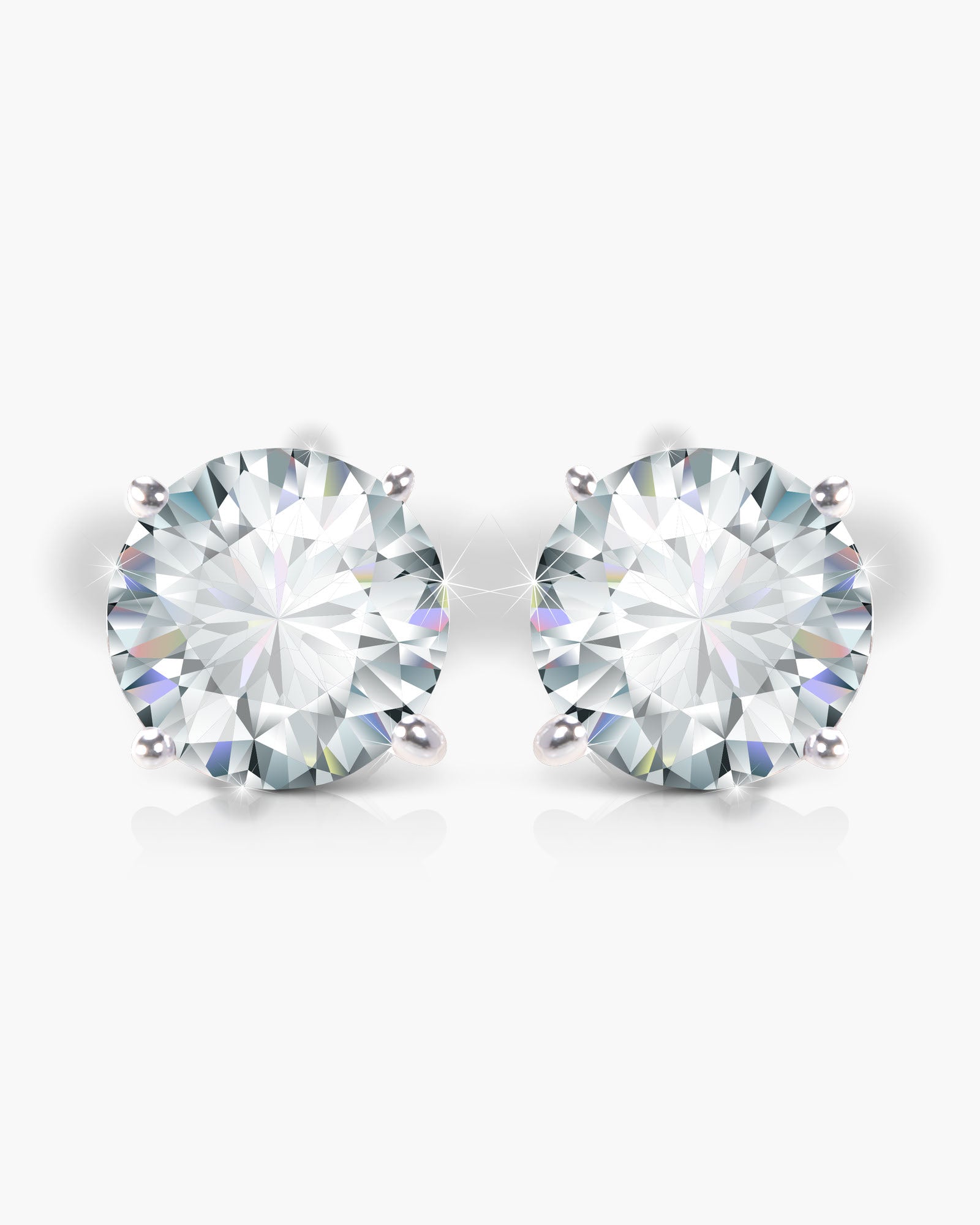 Timeless Radiance - Round Cut Stud Earrings - Silver