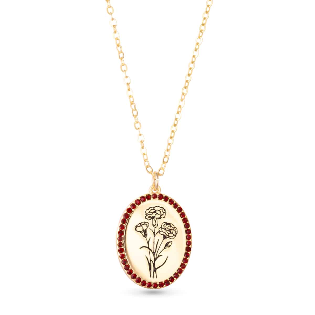 Gold Birthstone Flower Necklace
