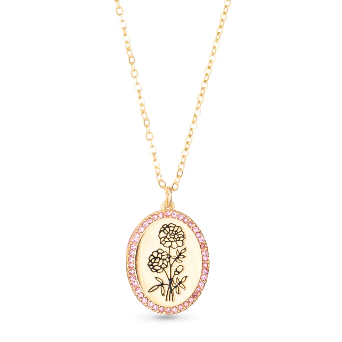 Gold Birthstone Flower Necklace
