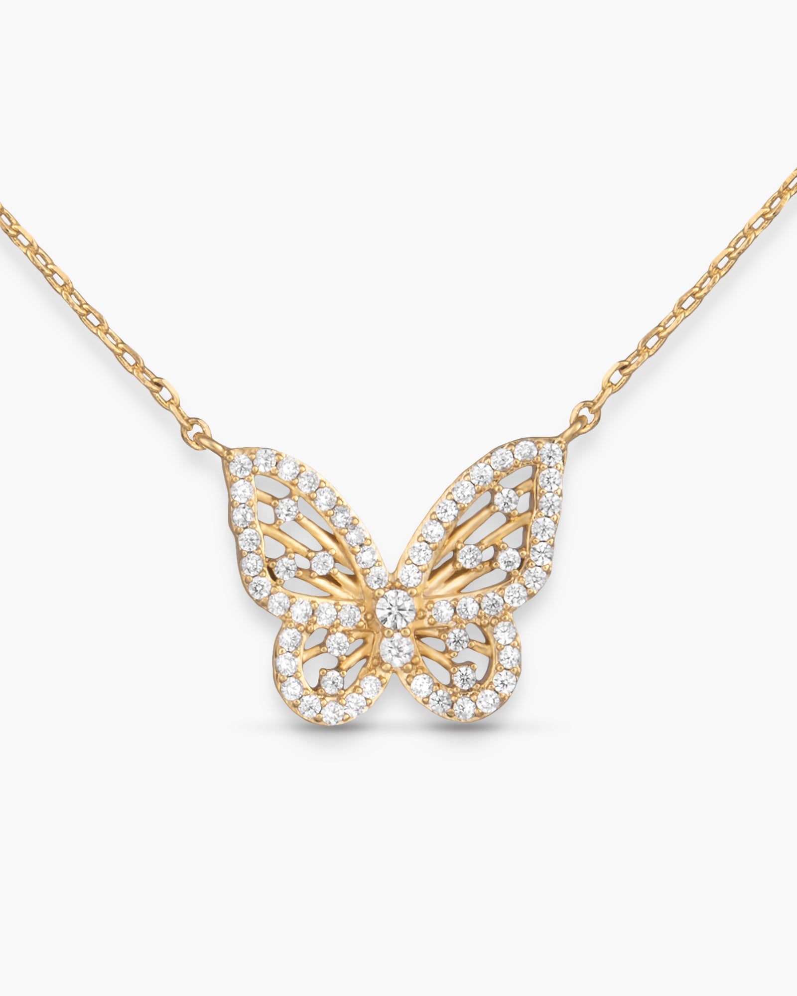 Delicate CZ Butterfly Necklace - Gold
