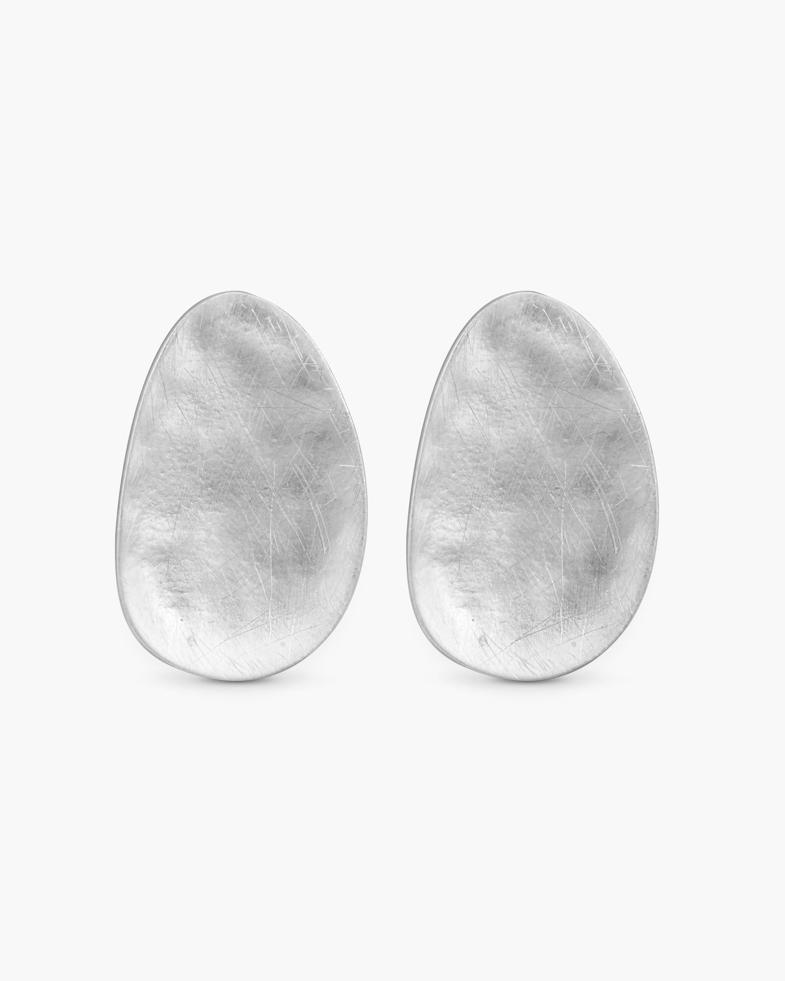 Luna Matte Large Oval Silver Earrings
