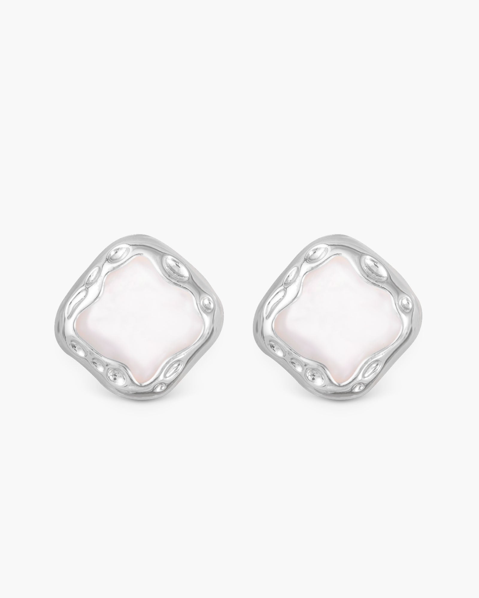 Amanda Matte MOP Stud Silver Earrings