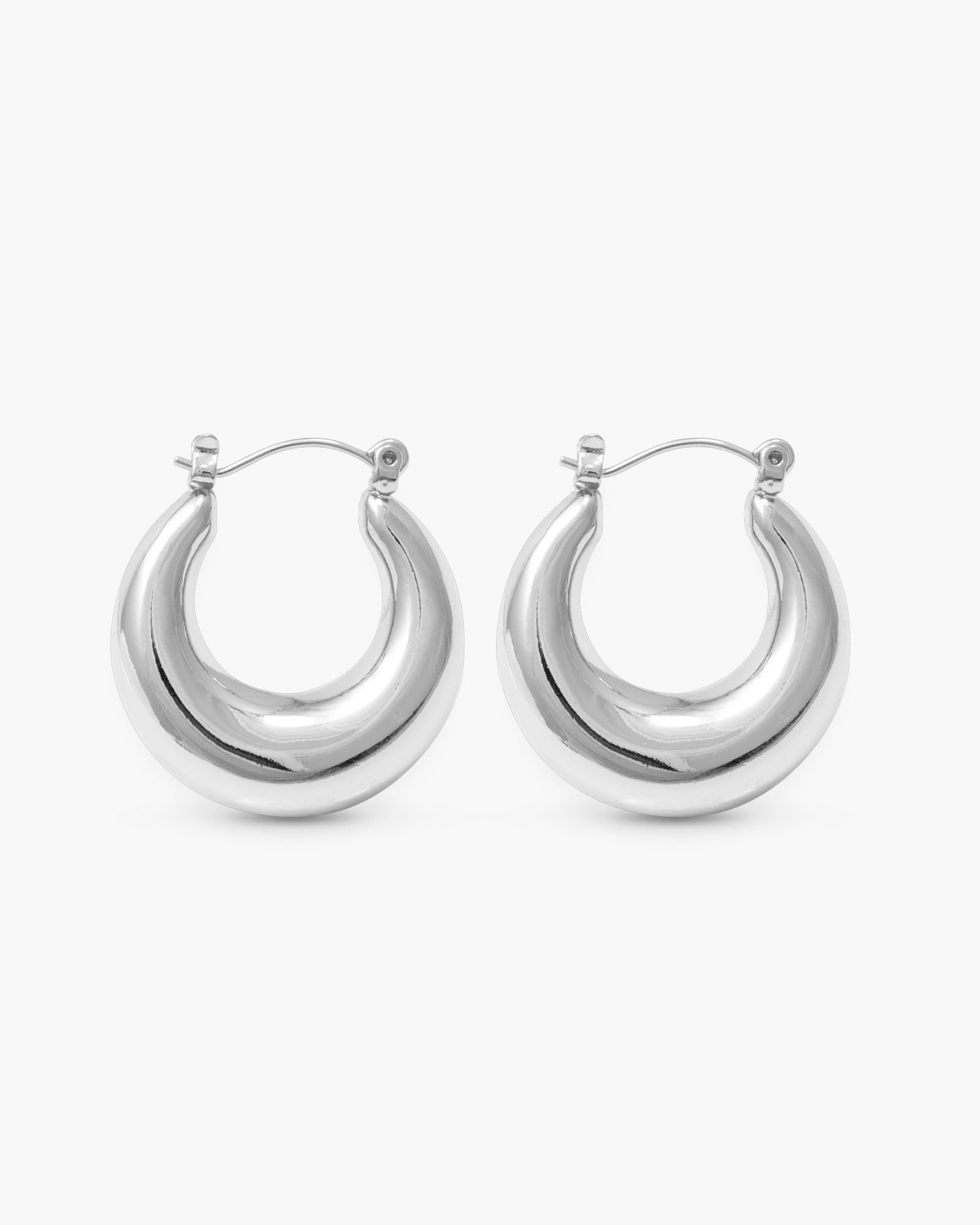Bella Polished Bold Hoop Silver Earrings
