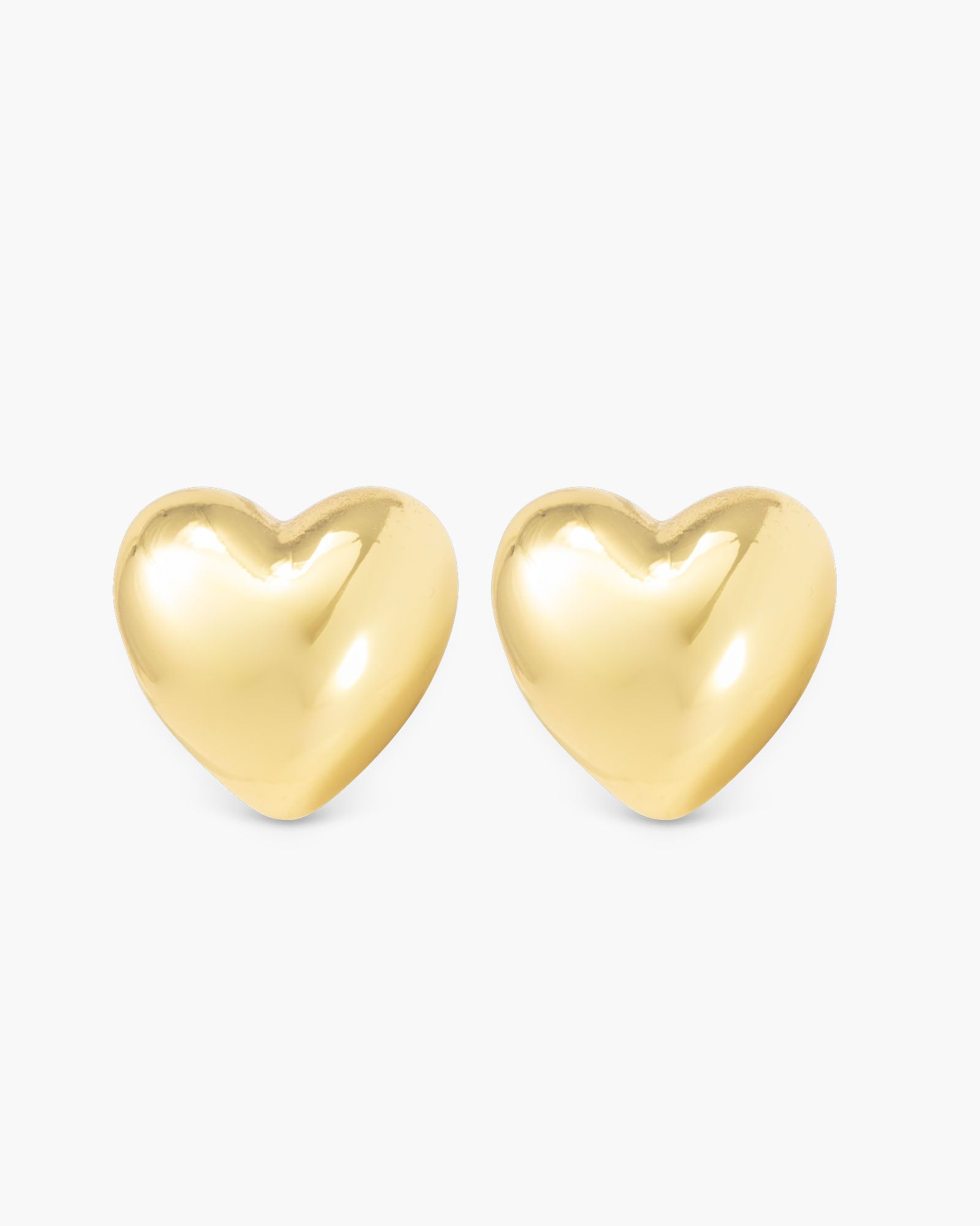 Ella Polished Heart Stud Gold Earrings